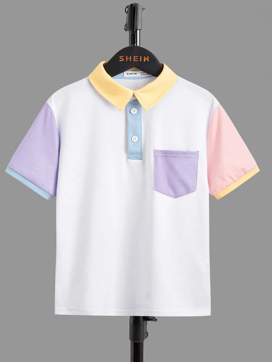 Tween Boy Color Block Polo Shirt