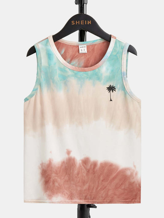 Tween Boy Tie Dye Palm Tree Print Tank Top