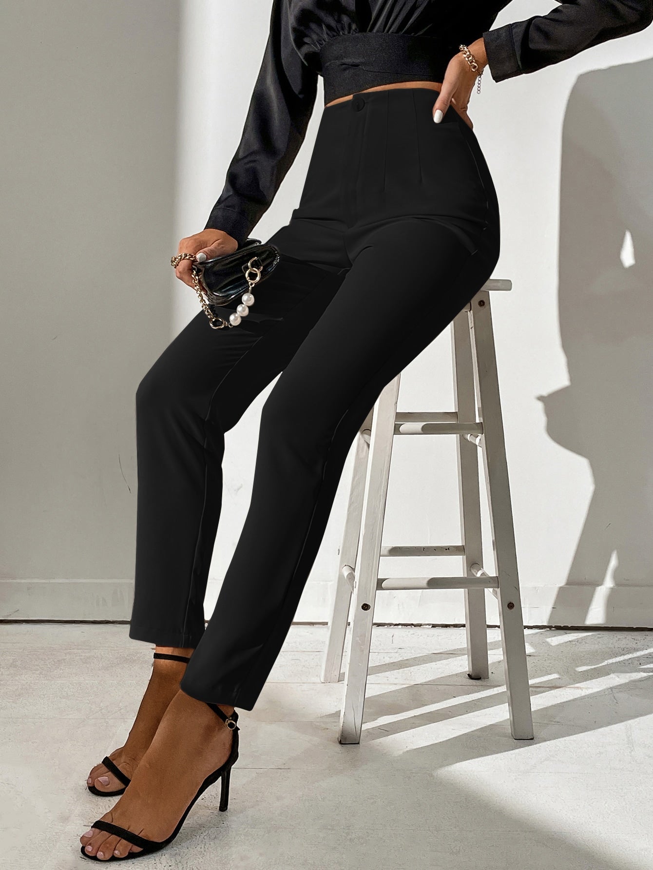 Tall High Waist Plicated Detail Pants