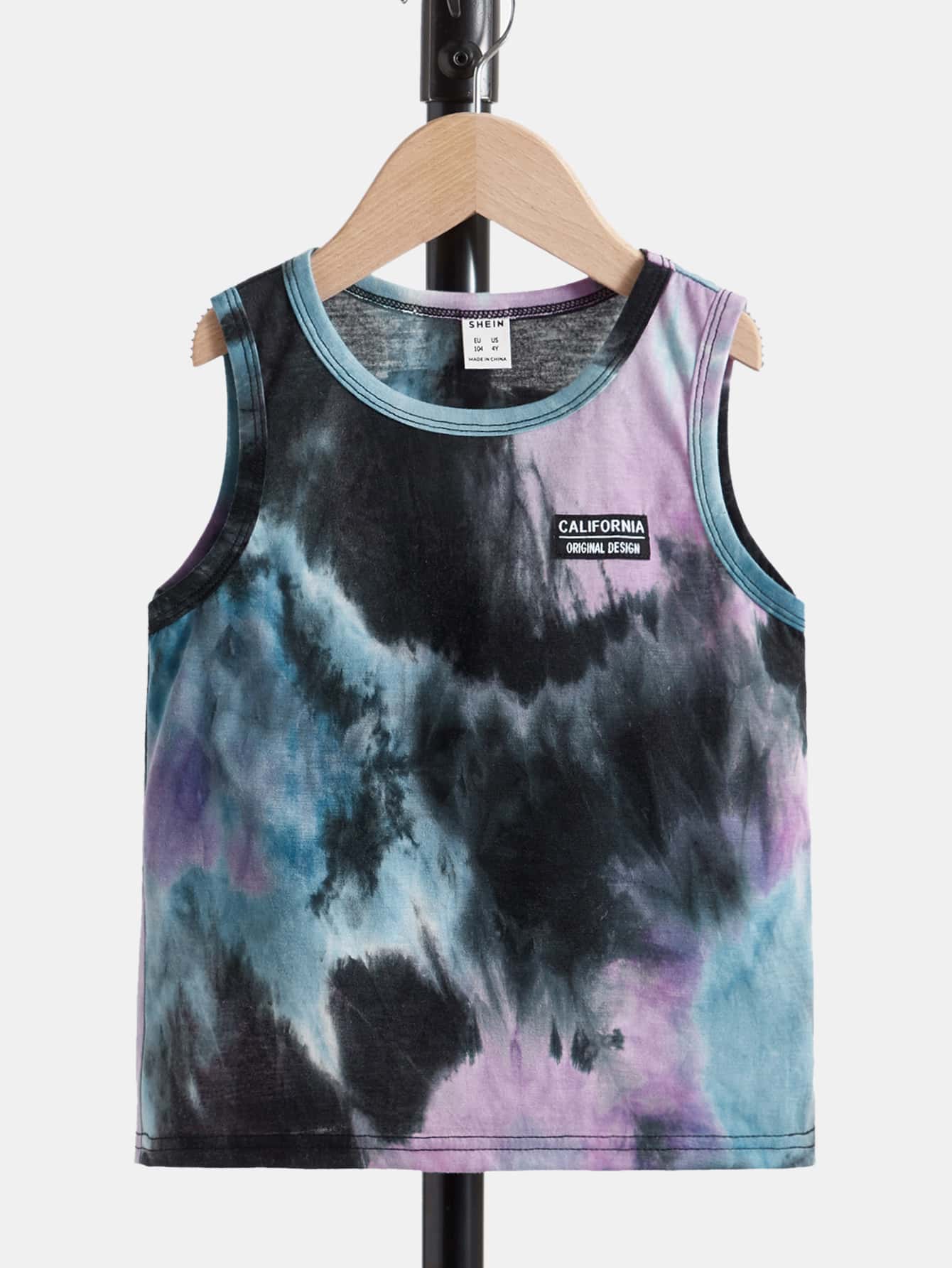 Young Boy Tie Dye Letter Patched Detail Tank Top