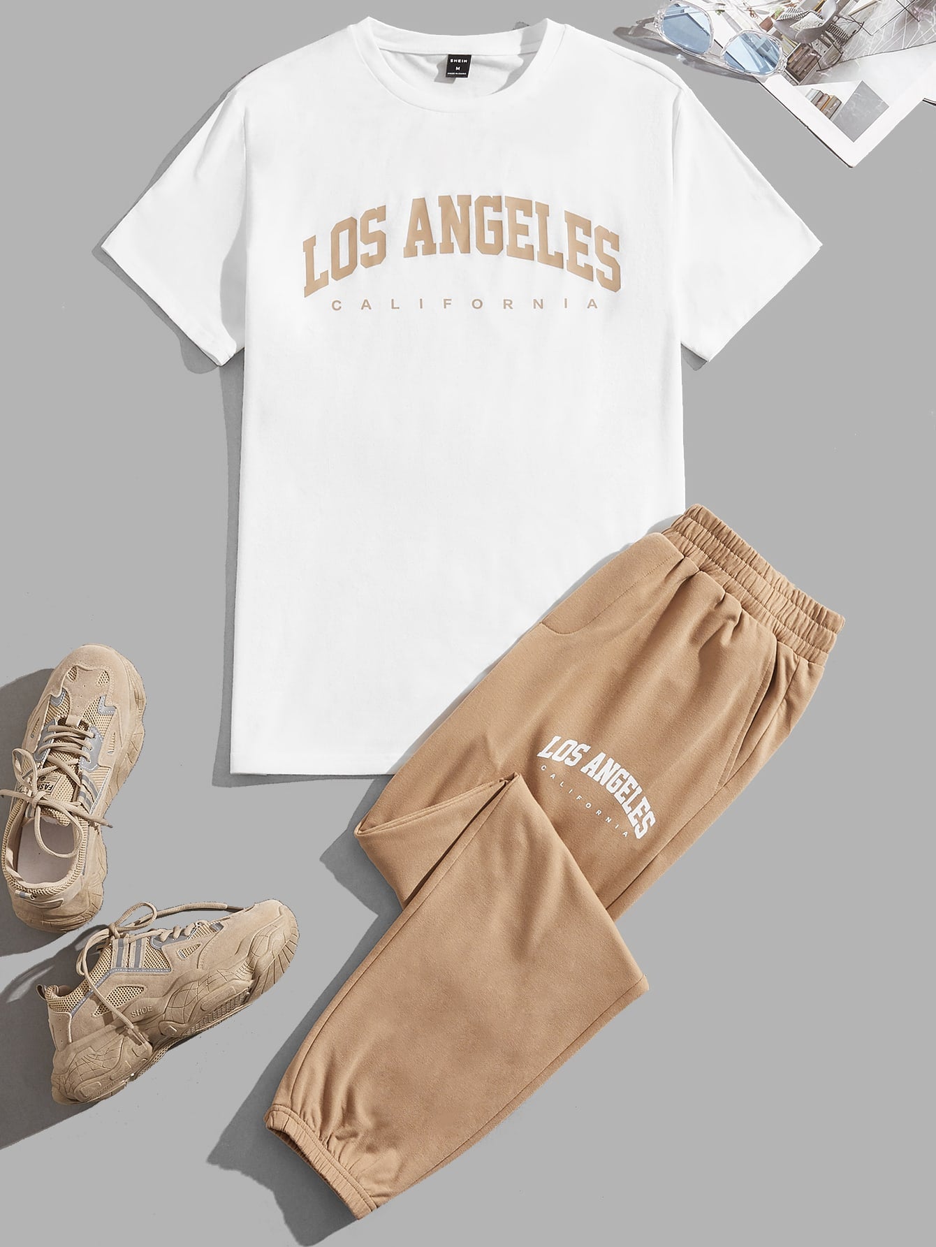 Men Letter Graphic Tee & Sweatpants