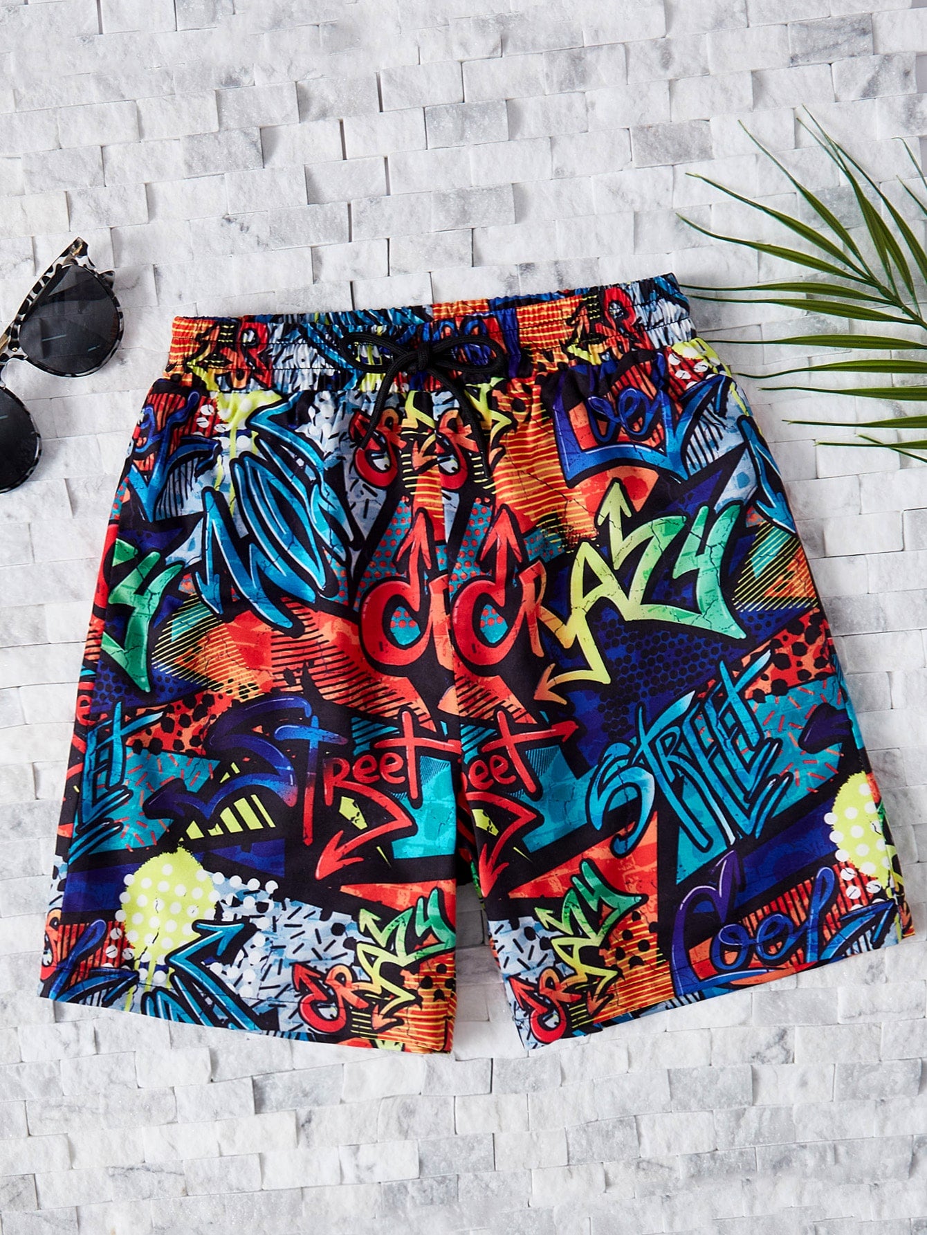 Tween Boy Allover Cartoon Graphic Swim Shorts