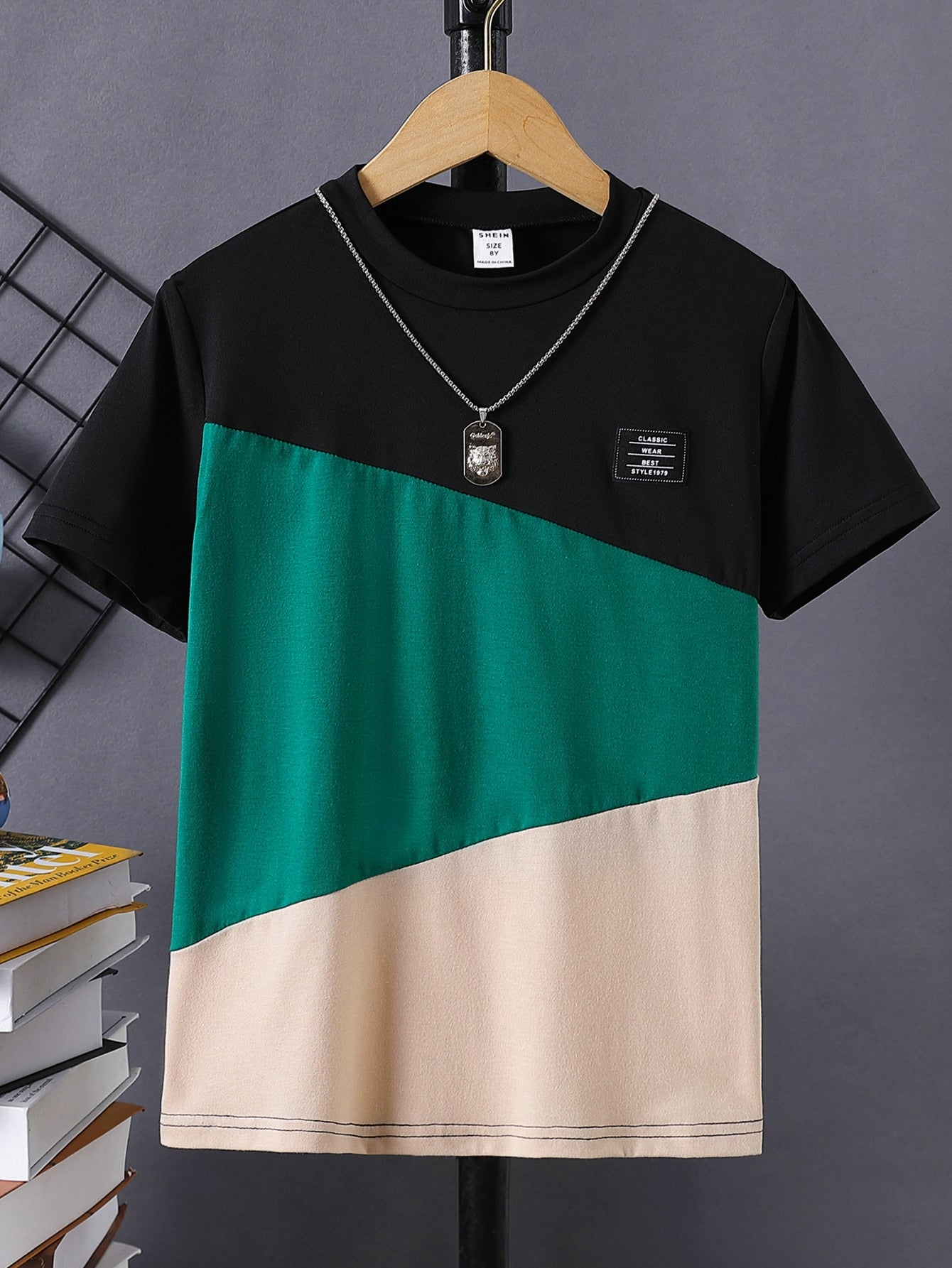 Tween Boy Color Block Letter Patched Detail Tee