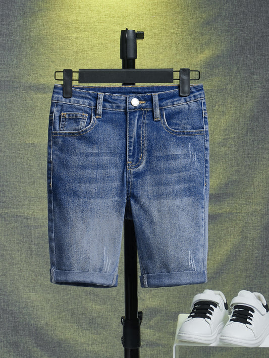 Tween Boy Slant Pocket Roll Hem Denim Shorts