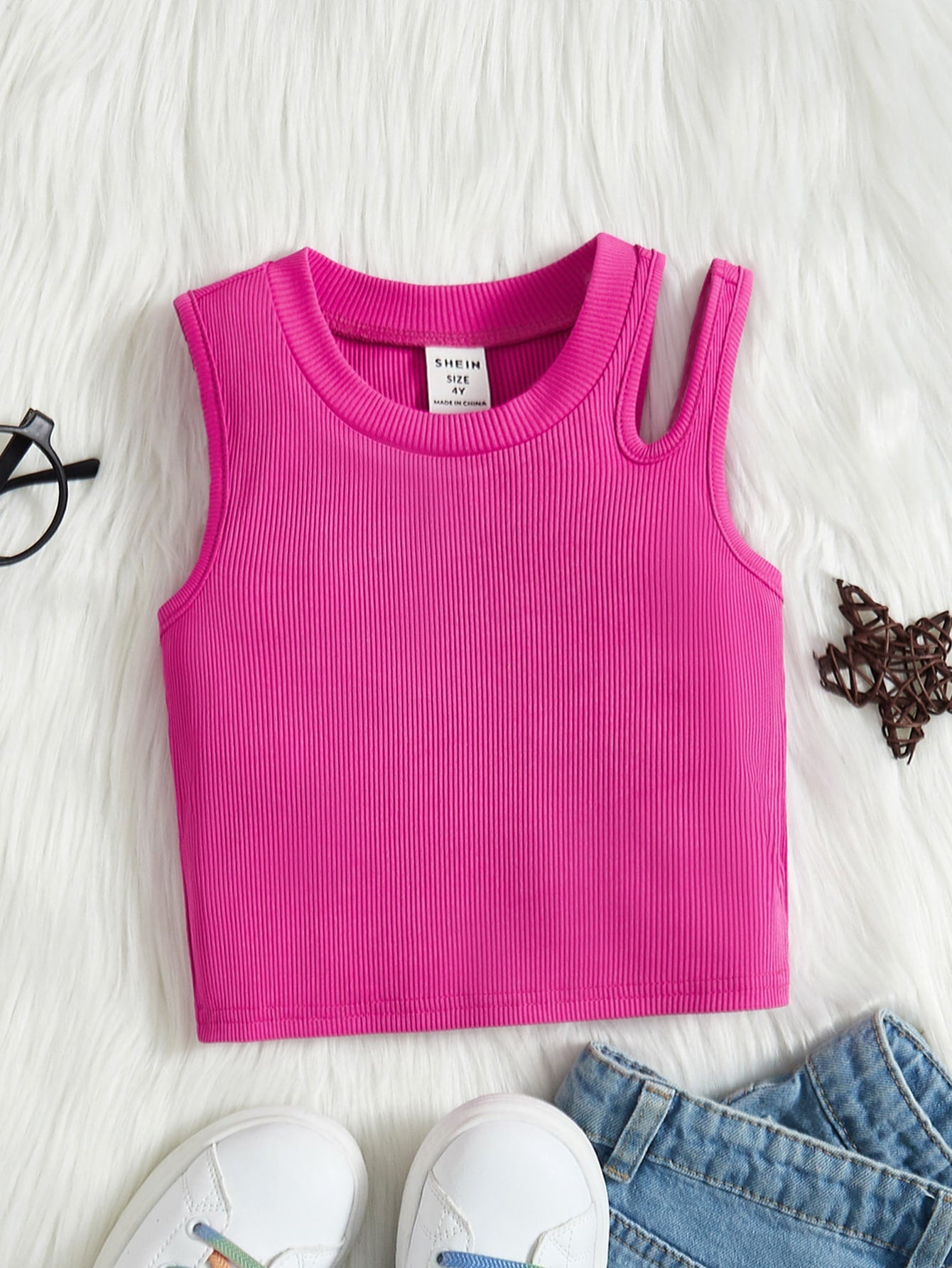 Young Girl Casual And Comfortable Sleeveless Camisole With Round Neck, Plain Color Tank Top