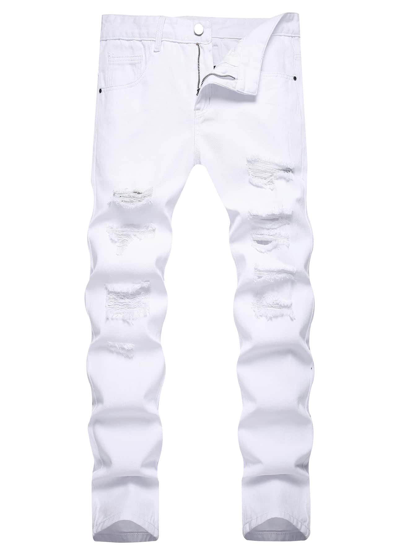 Men Cotton Ripped Frayed Skinny Jeans