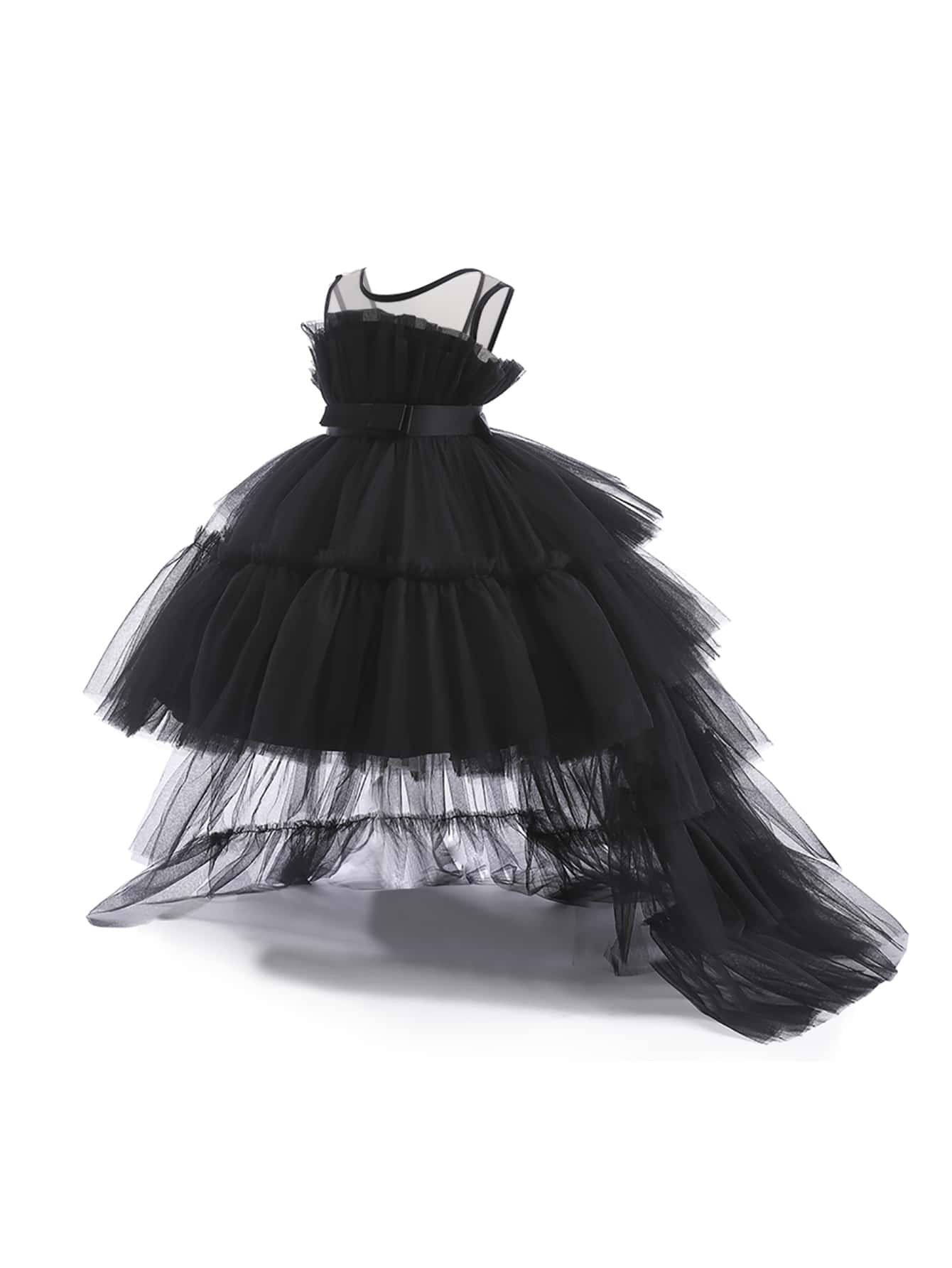 Young Girl Princess Elegant Dress With Detachable Train And Puffy Tulle Skirt For Stage Show, Birthday Party, Banquet, Evening Gown