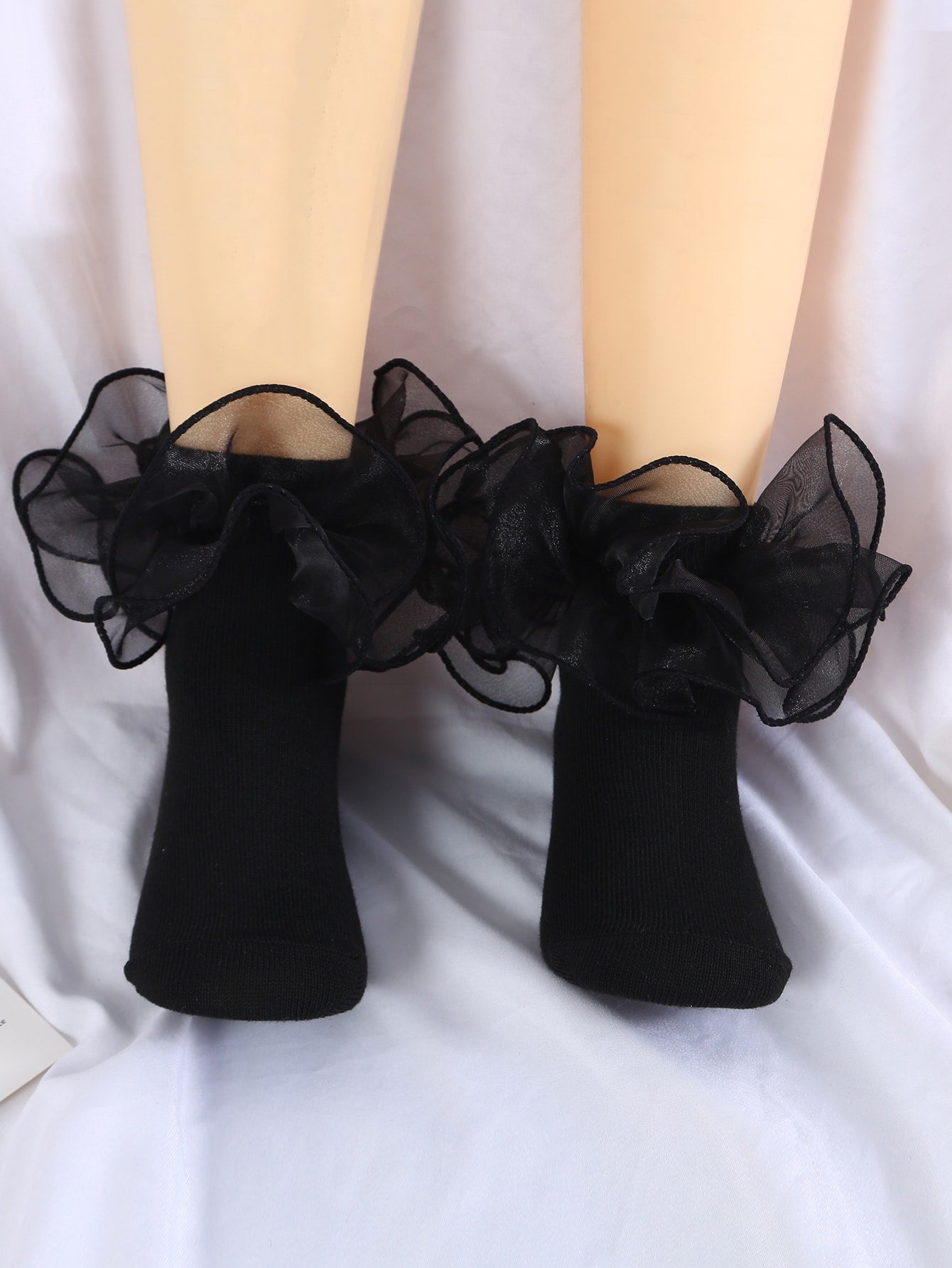 1pair Kids' Solid Color Fashionable Lace Frilled Short Socks For Dancing Or Princess Costume