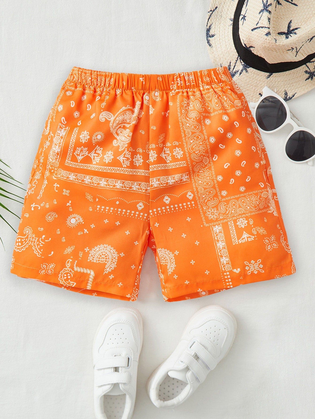 Young Boy Paisley Scarf Print Shorts