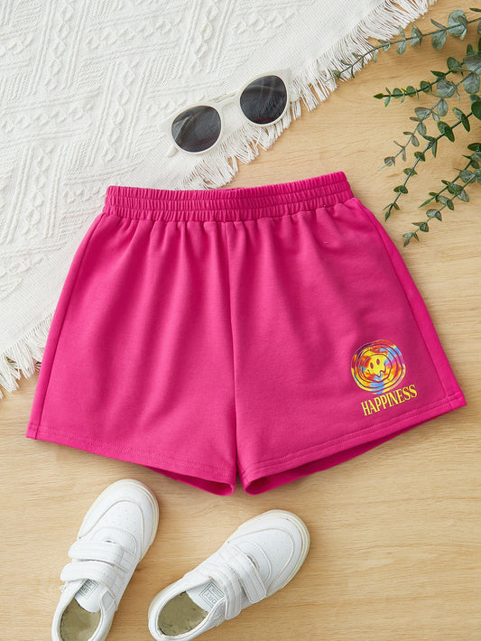 Tween Girl Cute Cartoon Pattern Knitted Comfortable Casual Sports Shorts