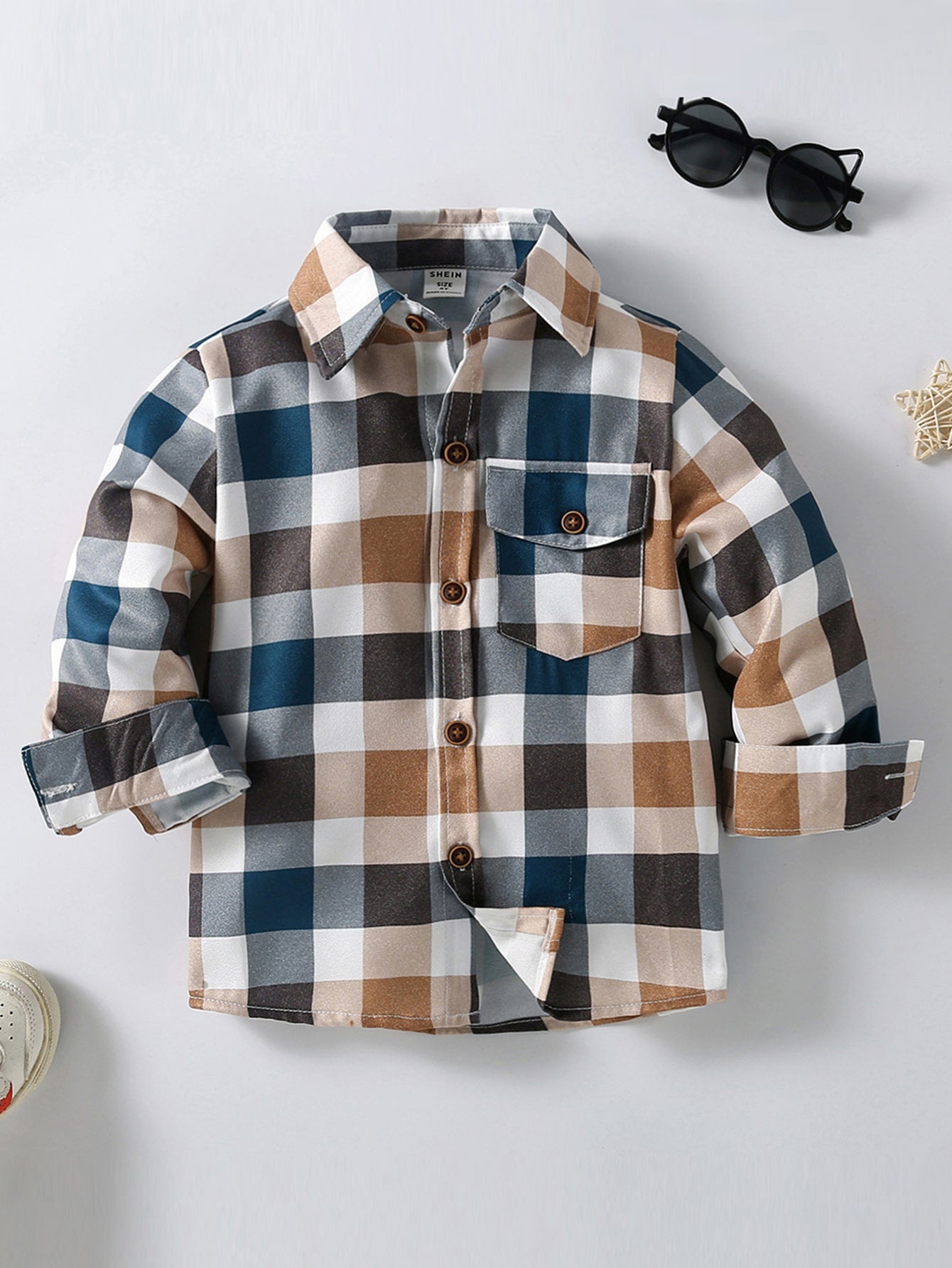 Ranchside Kids Young Boy Plaid Print Flap Pocket Shirt