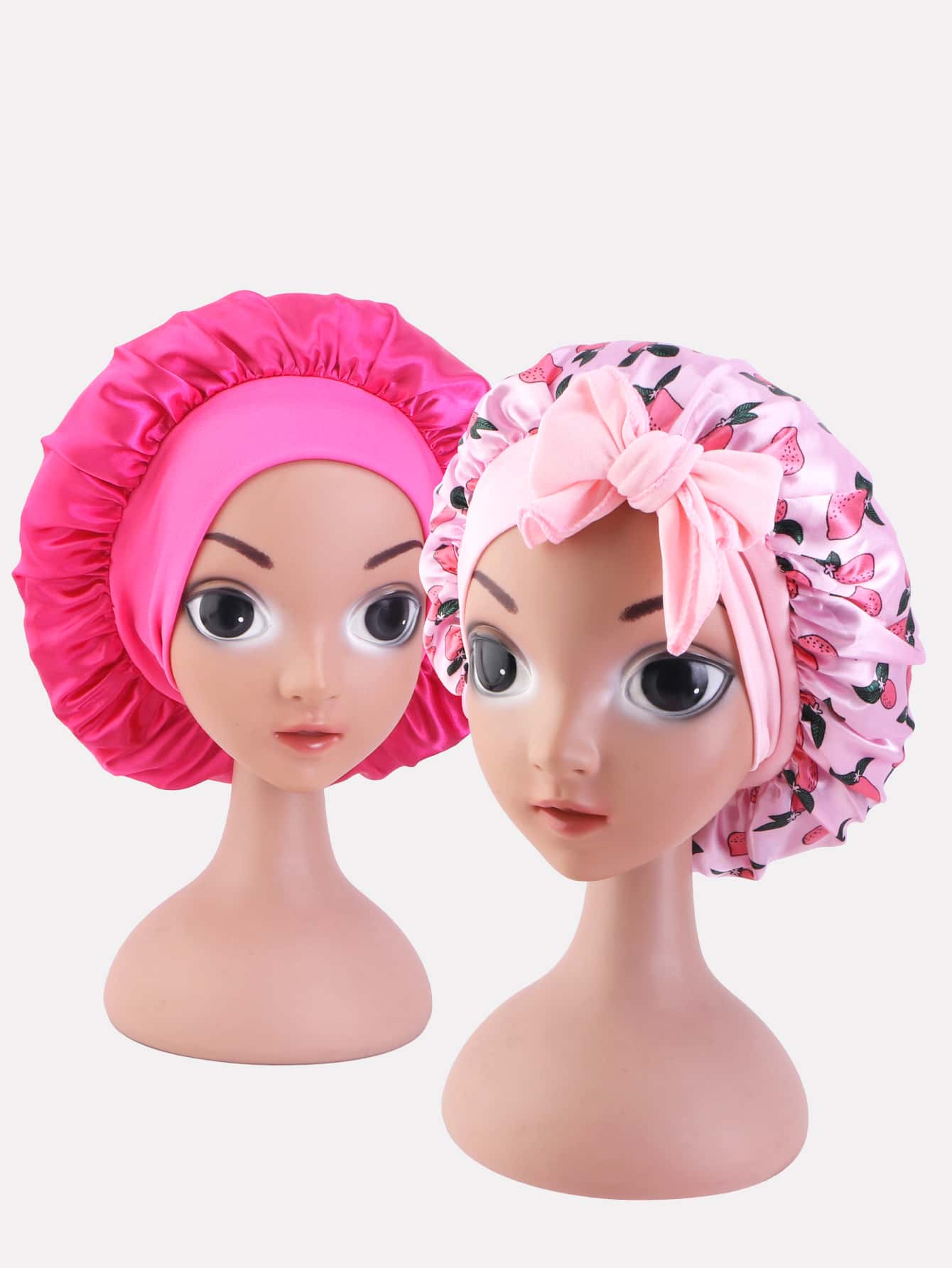 2pcs Girls Flower Print Hair Bonnet