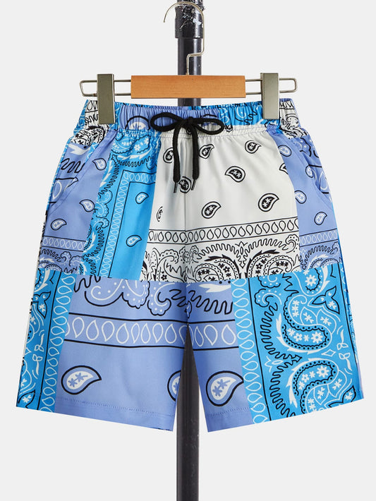 Tween Boy Paisley Print Drawstring Waist Shorts