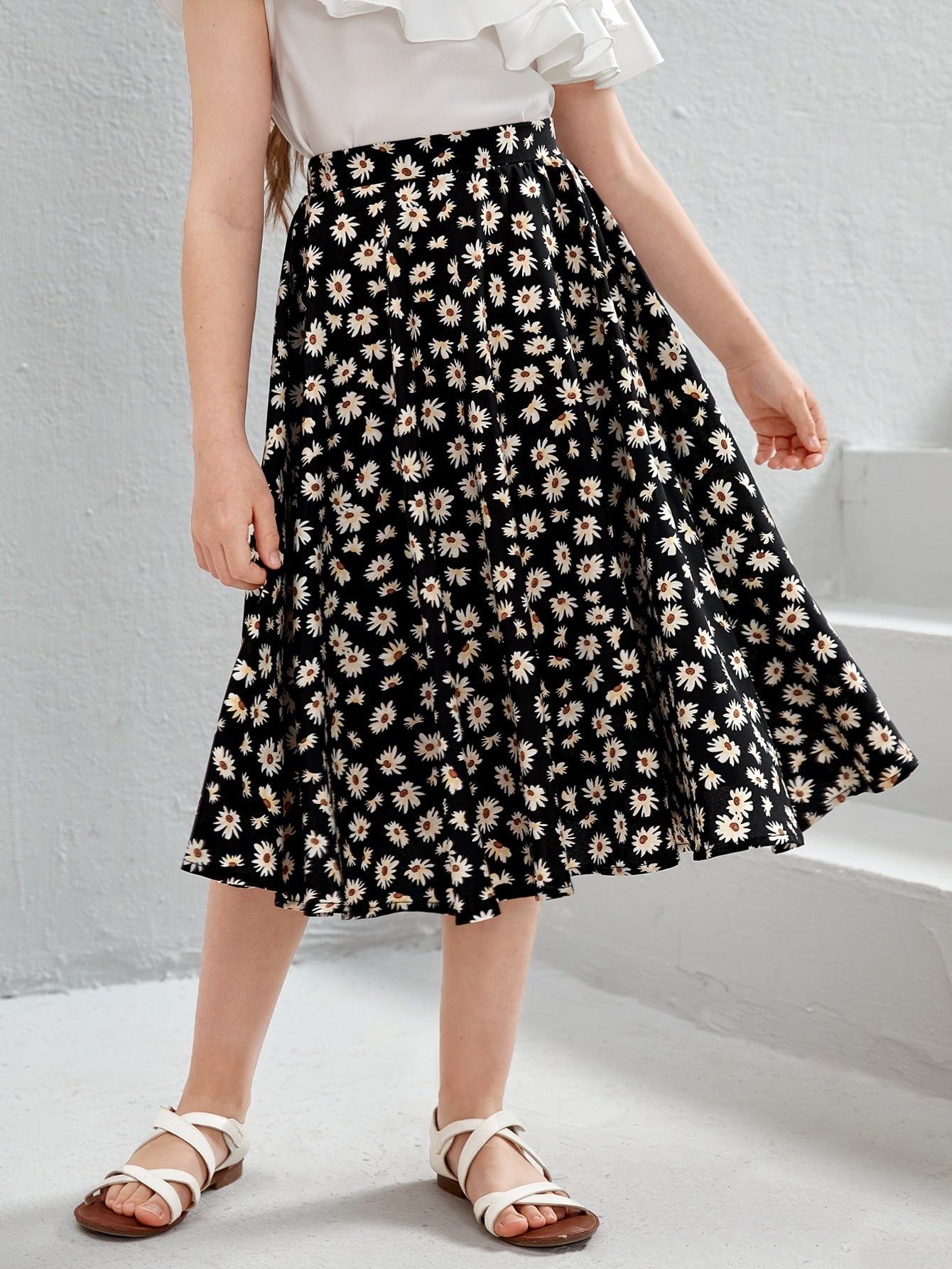 Tween Girl Ditsy Floral Print Skirt