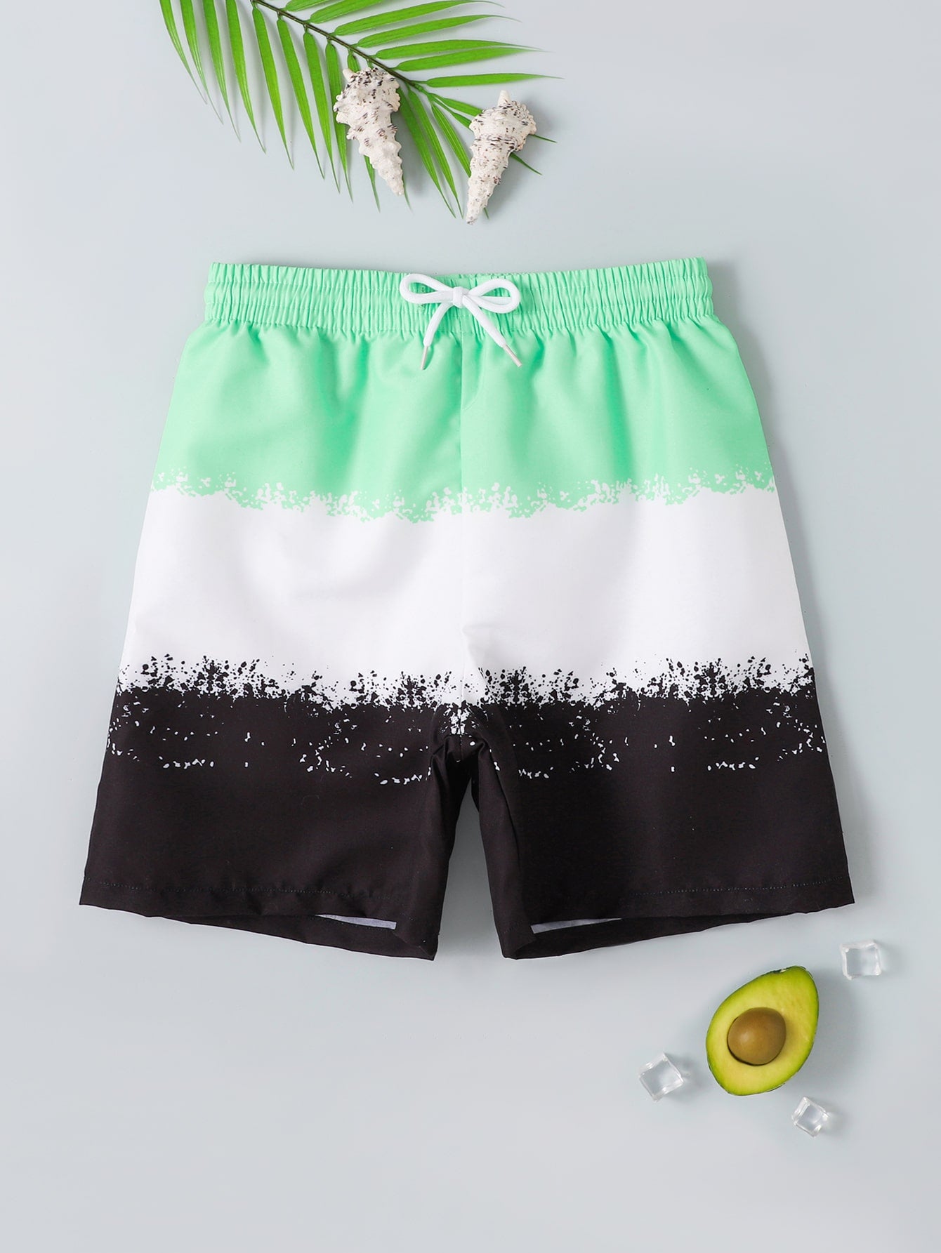 Tween Boy Ombre Drawstring Waist Swim Shorts