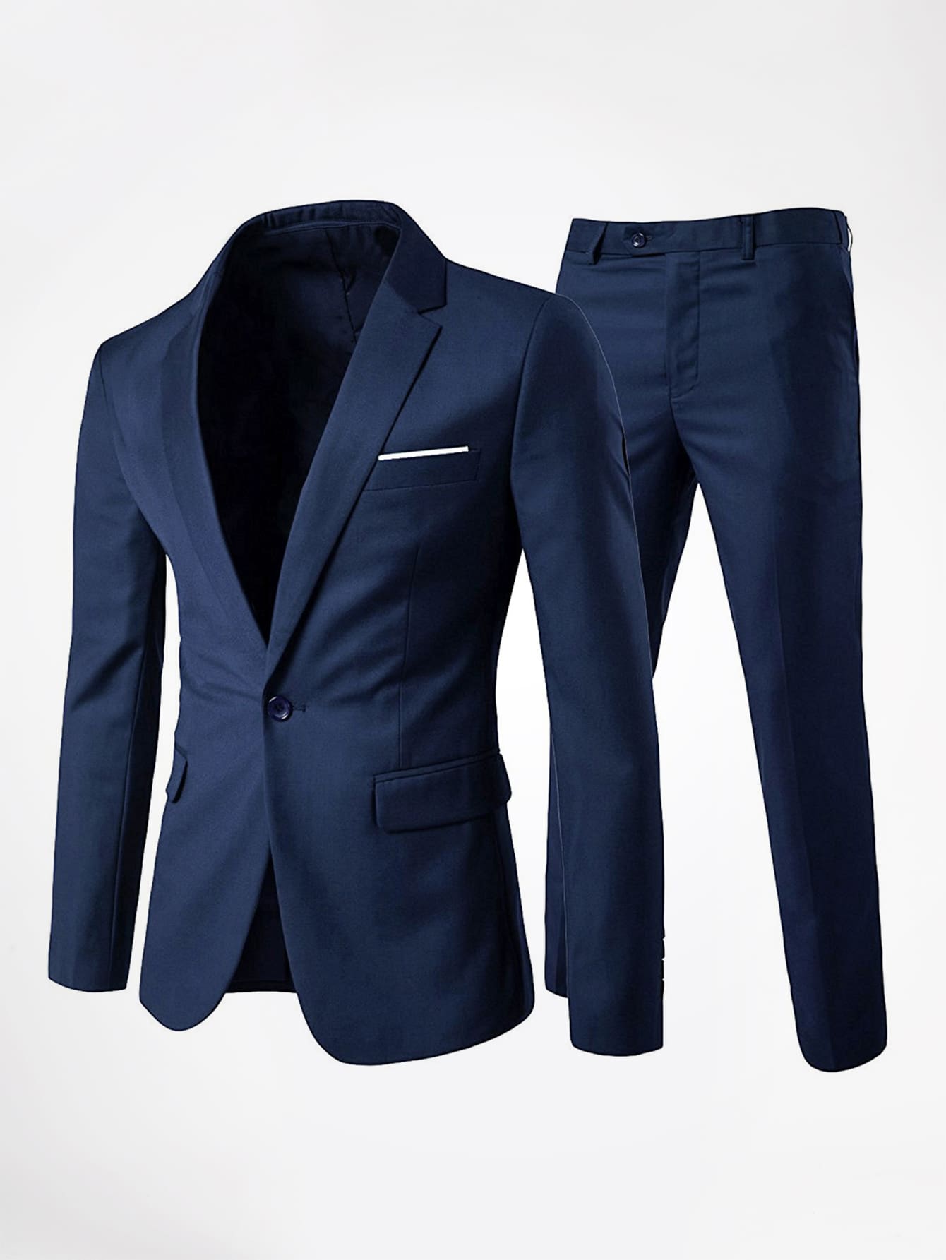 CLOUDSTYLE Men Single Button Blazer & Suit Pants