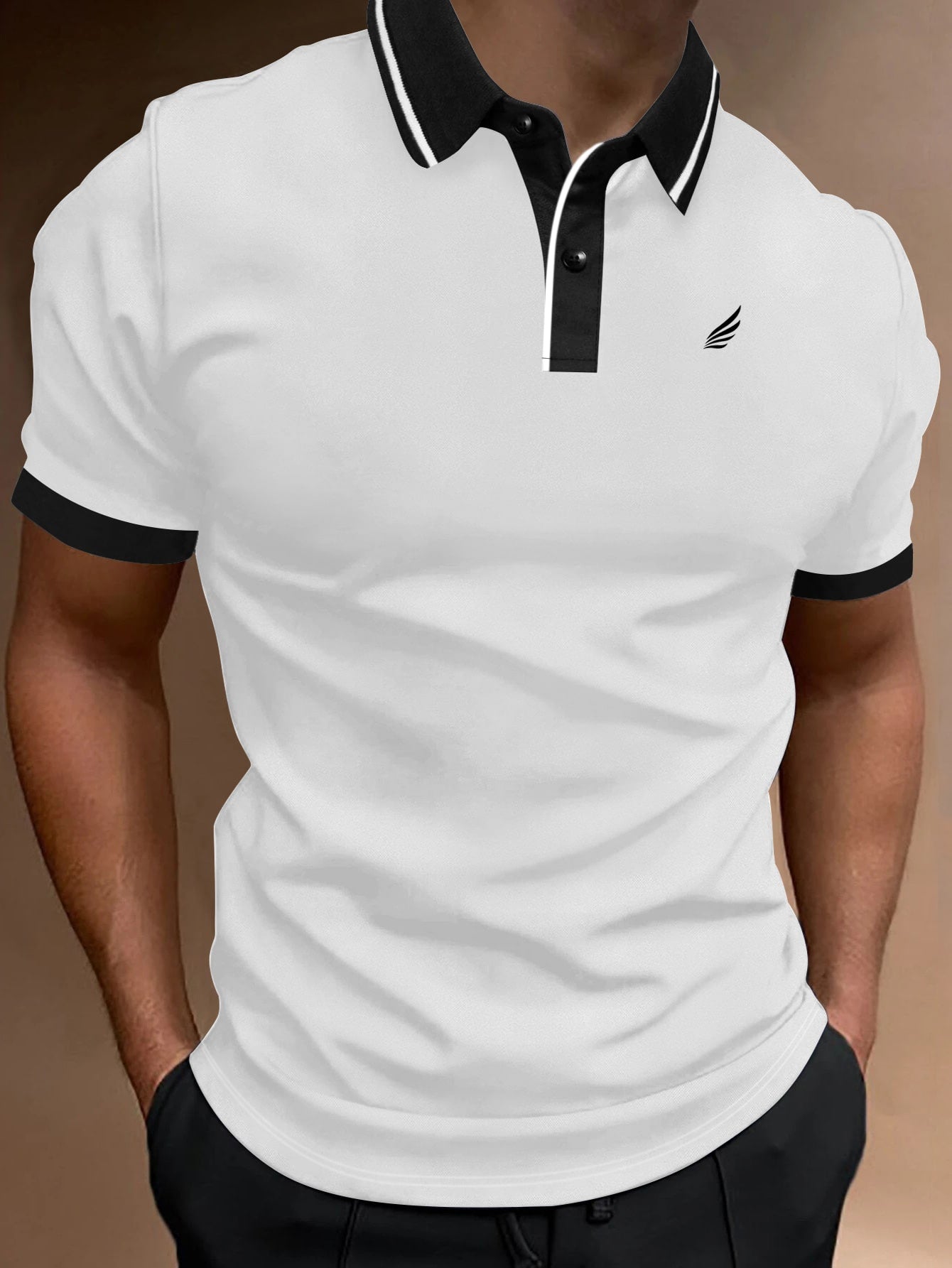Men Contrast Trim Polo Shirt
