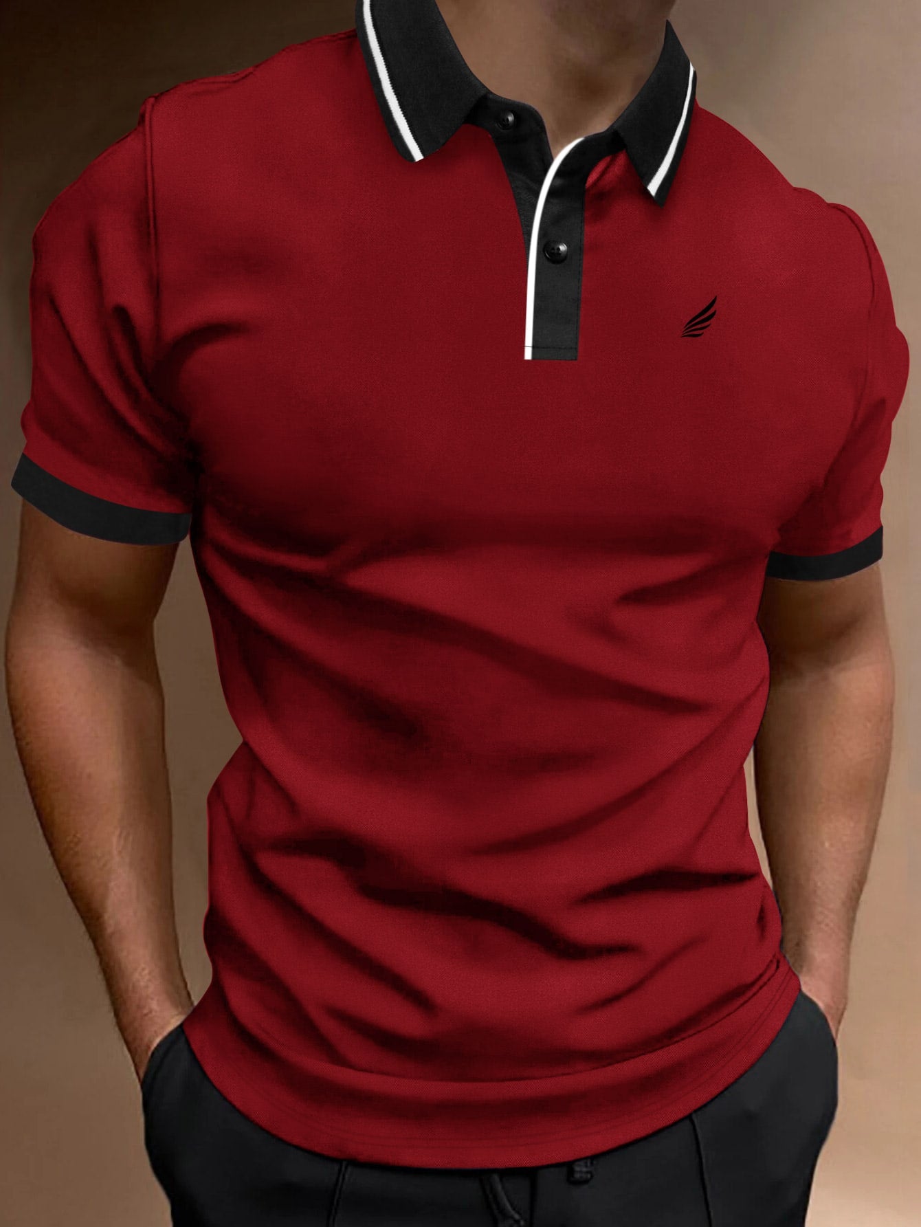 Men Contrast Trim Polo Shirt