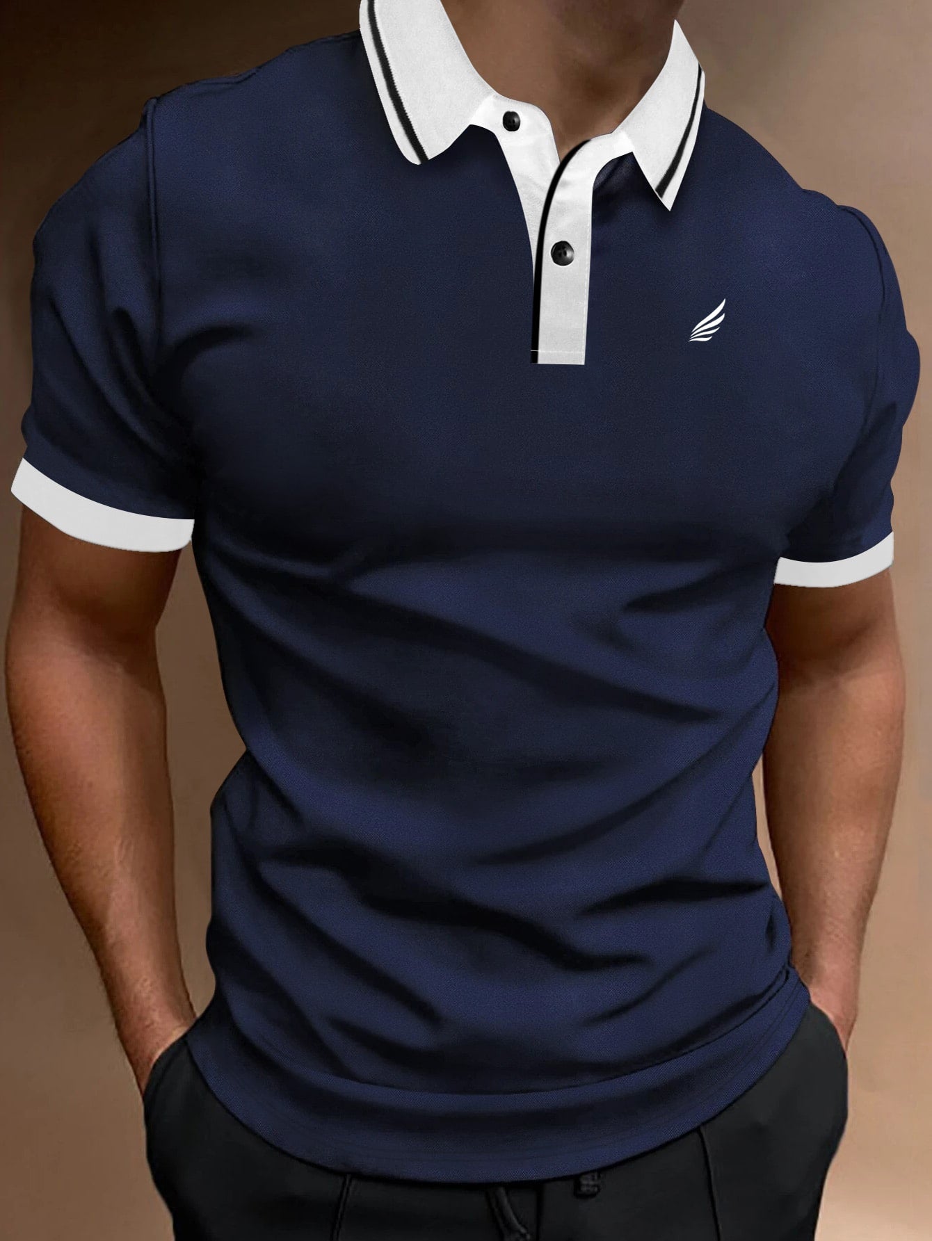 Men Contrast Trim Polo Shirt