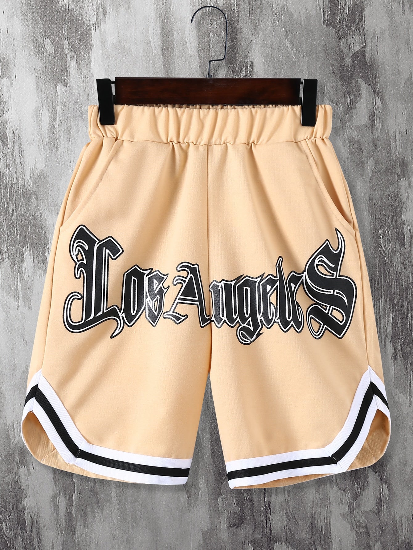 Tween Boy Letter Graphic Contrast Tape Shorts