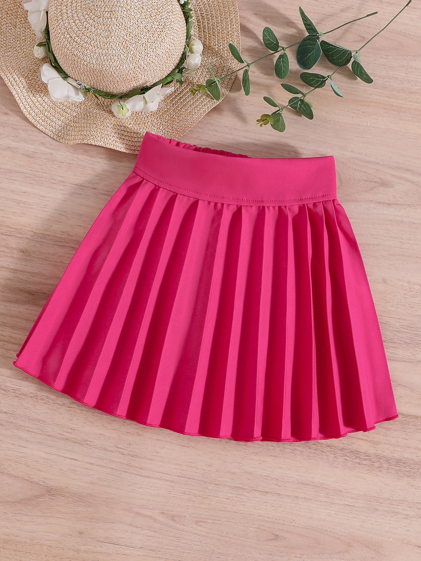 Young Girl Solid Pleated Skirt