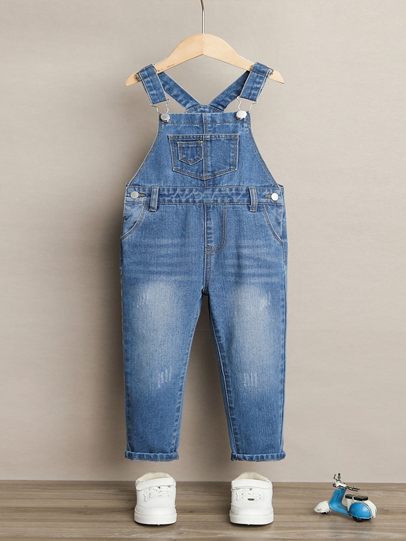 Young Boy Toddler Boys Patched Pocket Denim Overalls