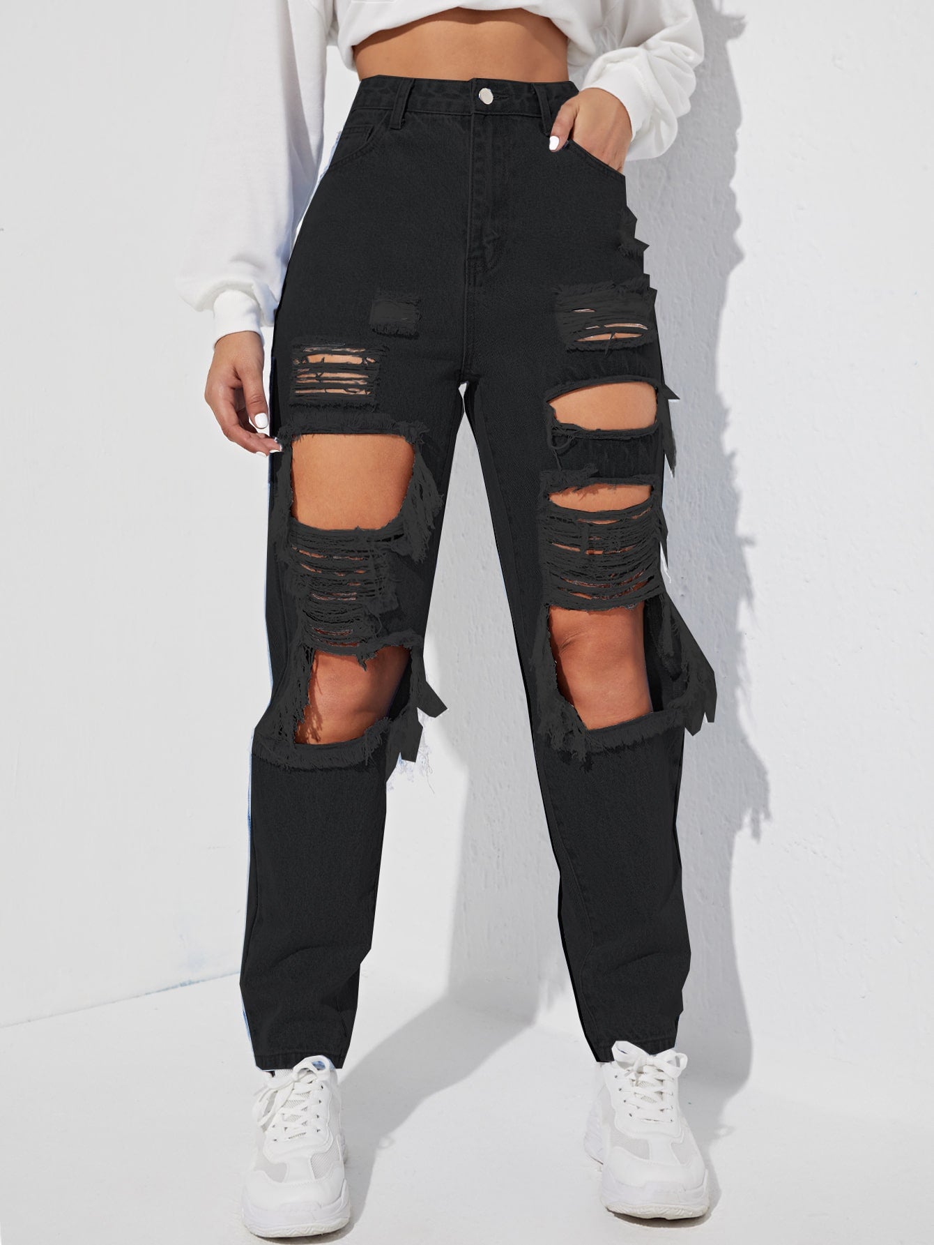 Women's Ripped Denim Trousers