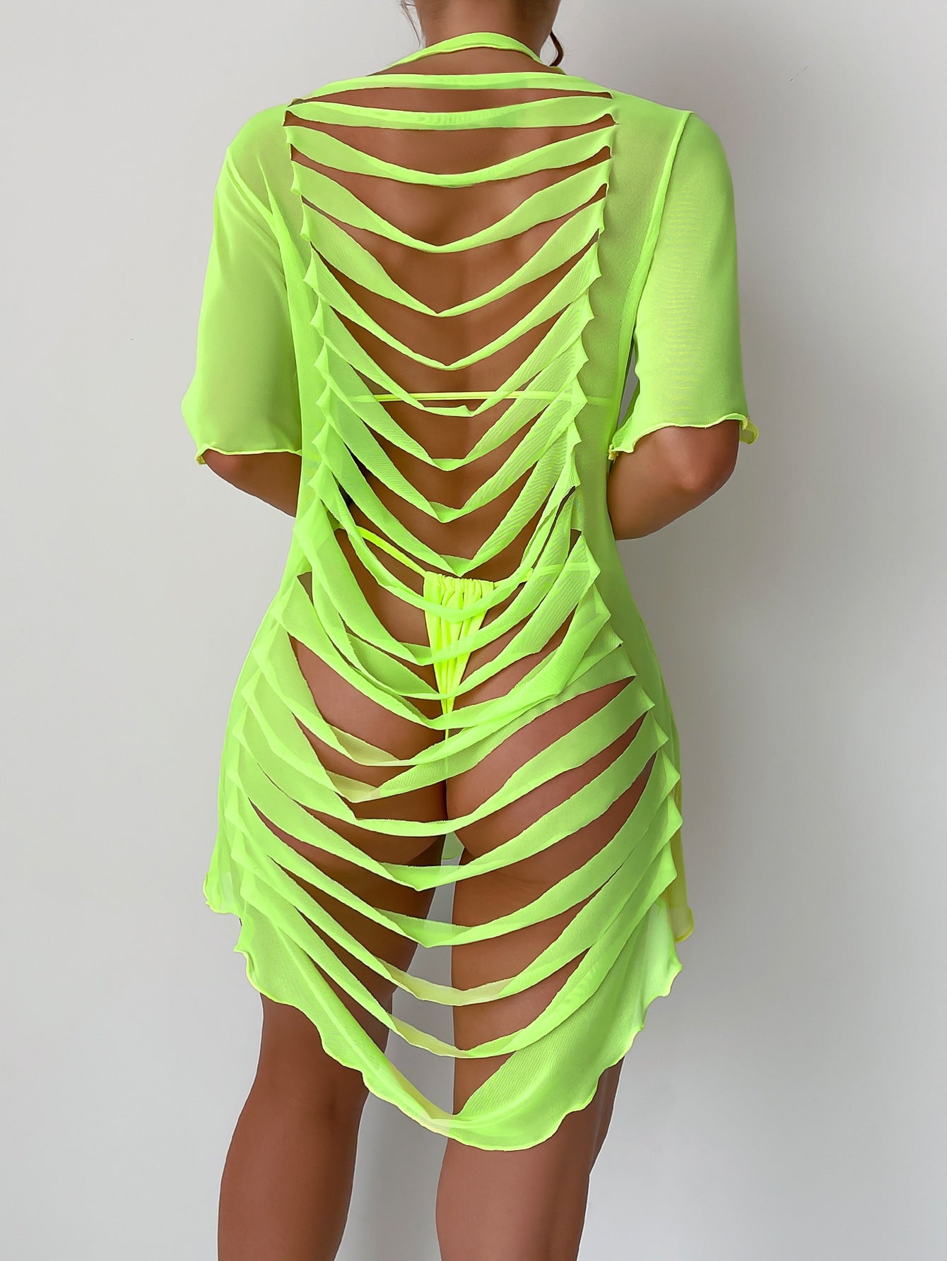 Summer Beach Solid Ripped Cover Up