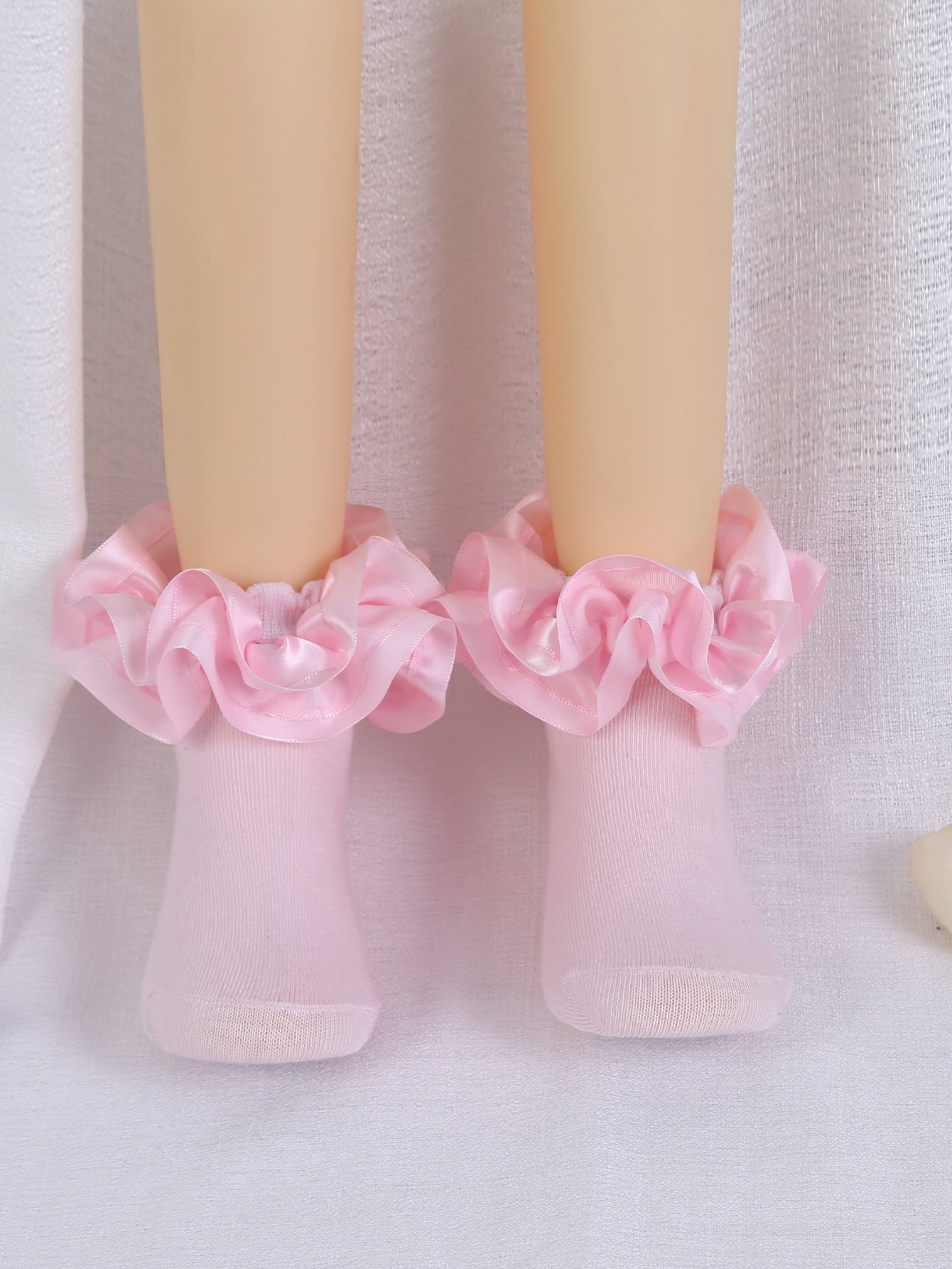 1pair Girls/Little Girls Solid Color Satin Lace Breathable Princess Ballet Dance Short Socks, All Seasons