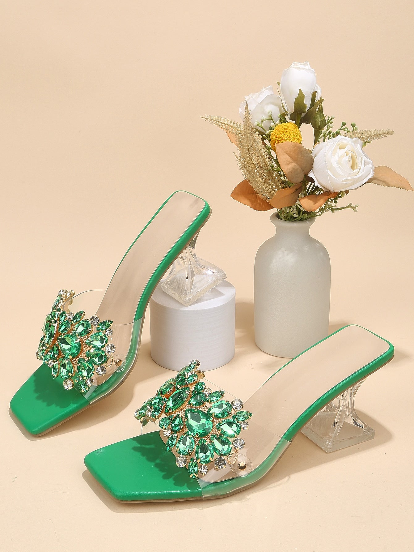 Fashionable Rhinestone High Heel Sandals