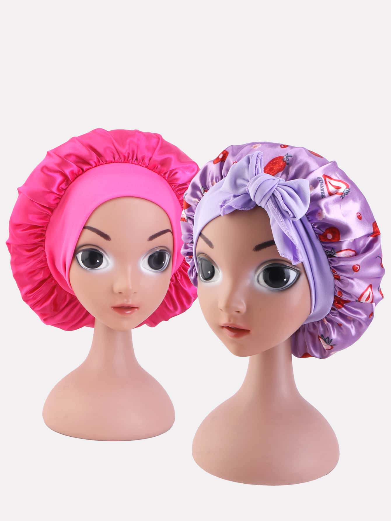 2pcs Girls Flower Print Hair Bonnet