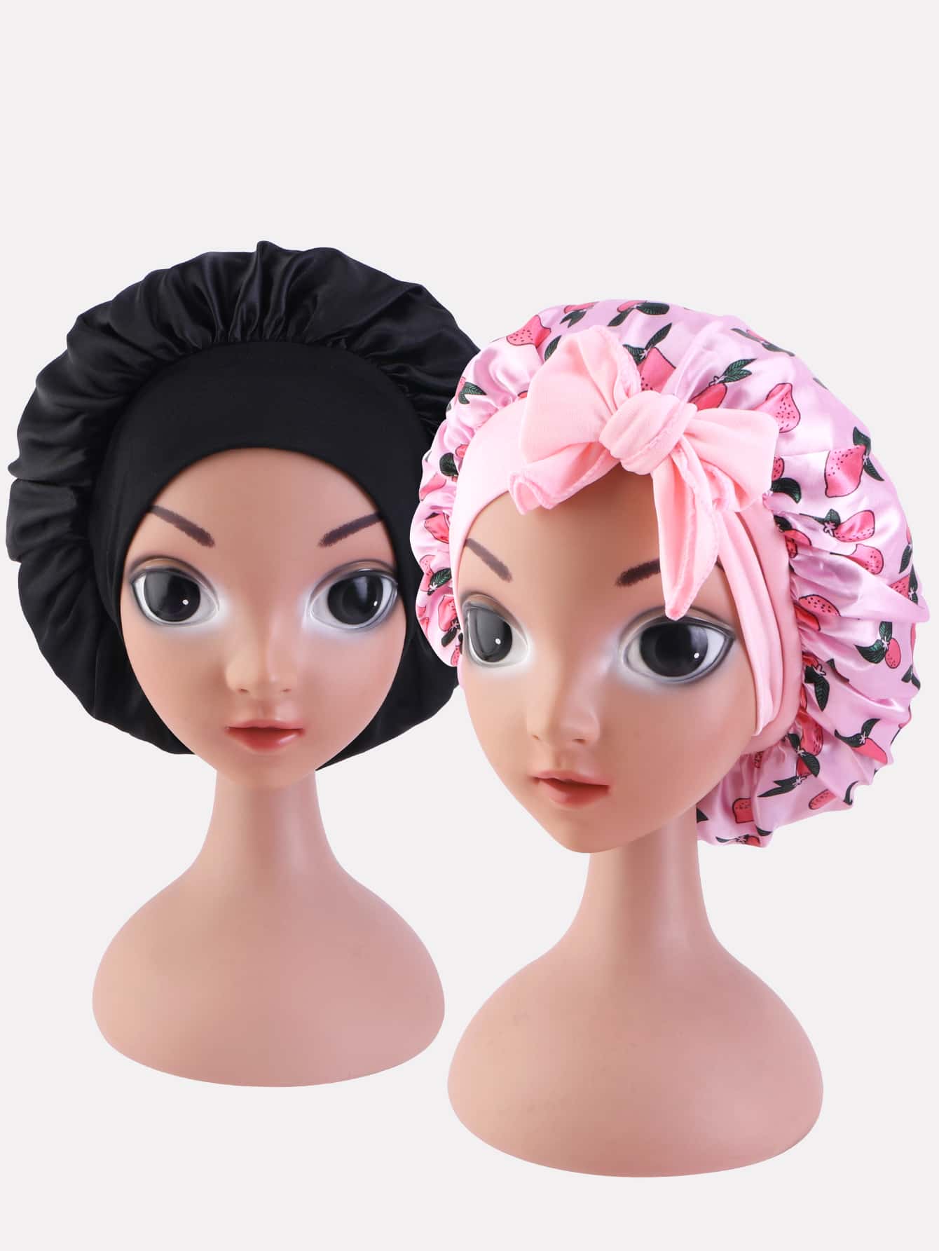 2pcs Girls Flower Print Hair Bonnet