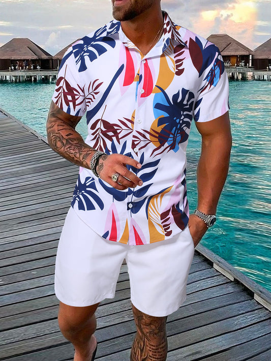 Men Tropical Print Shirt & Shorts