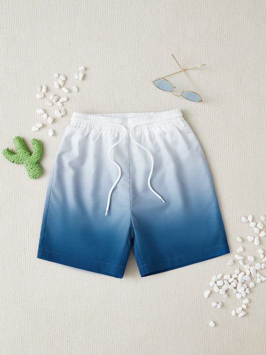 Tween Boy Ombre Drawstring Waist Swim Shorts