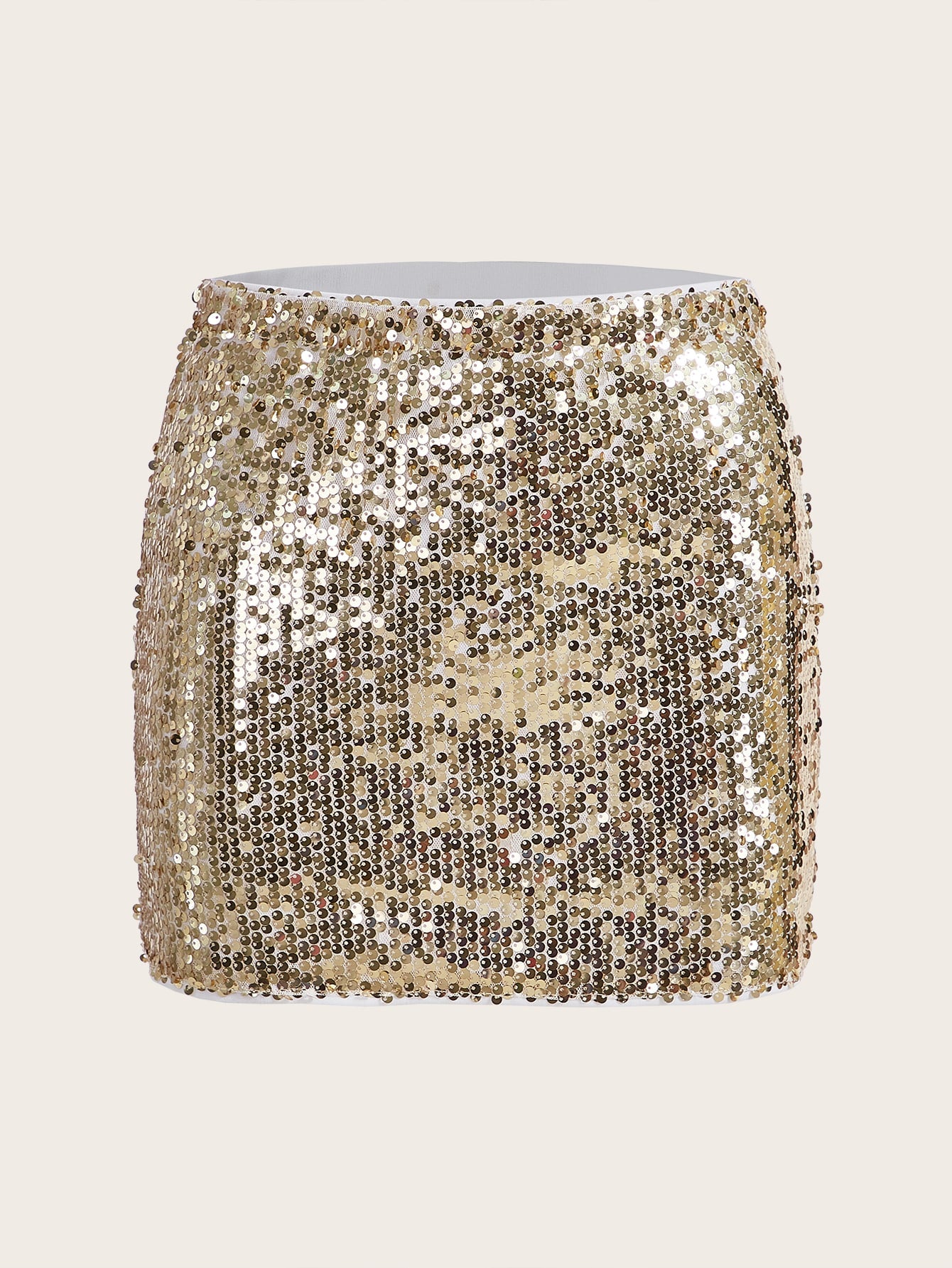 Silver Sequin Bodycon Mini Skirt