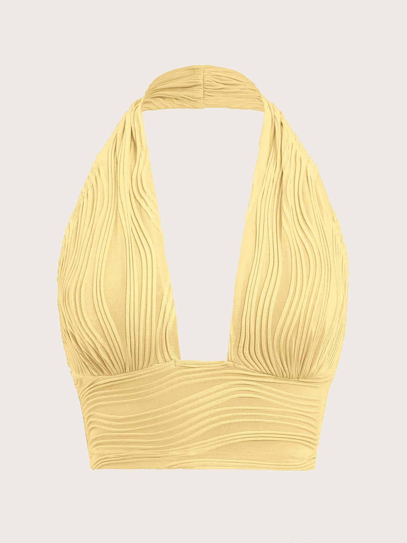 Solid Backless Crop Halter Y2k Top