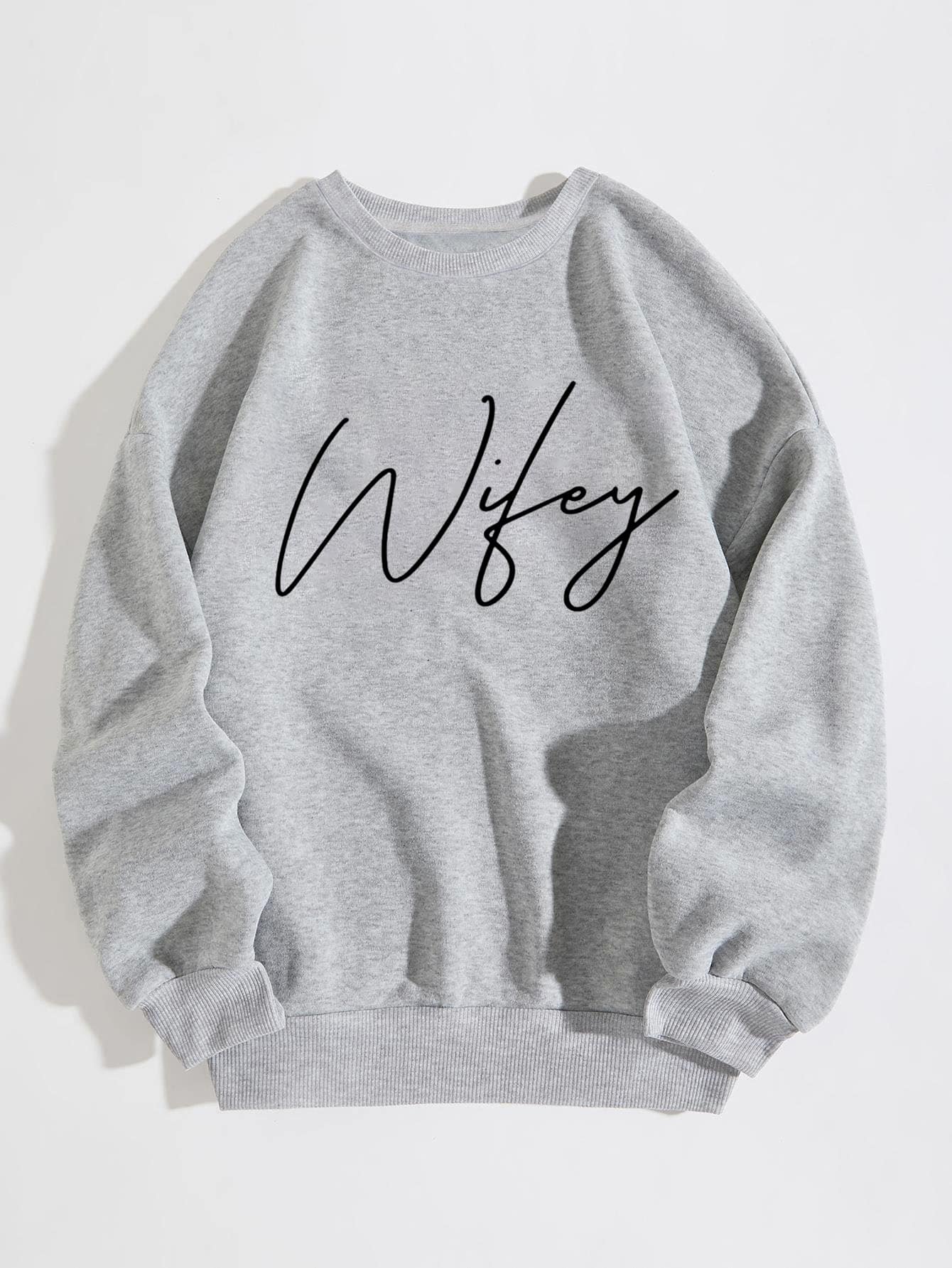 Letter Graphic Thermal Lined Sweatshirt