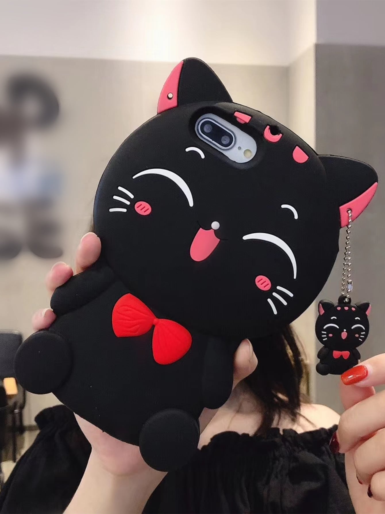 1pc Soft-Touch Cat Silicone Phone Case Compatible With Apple Models