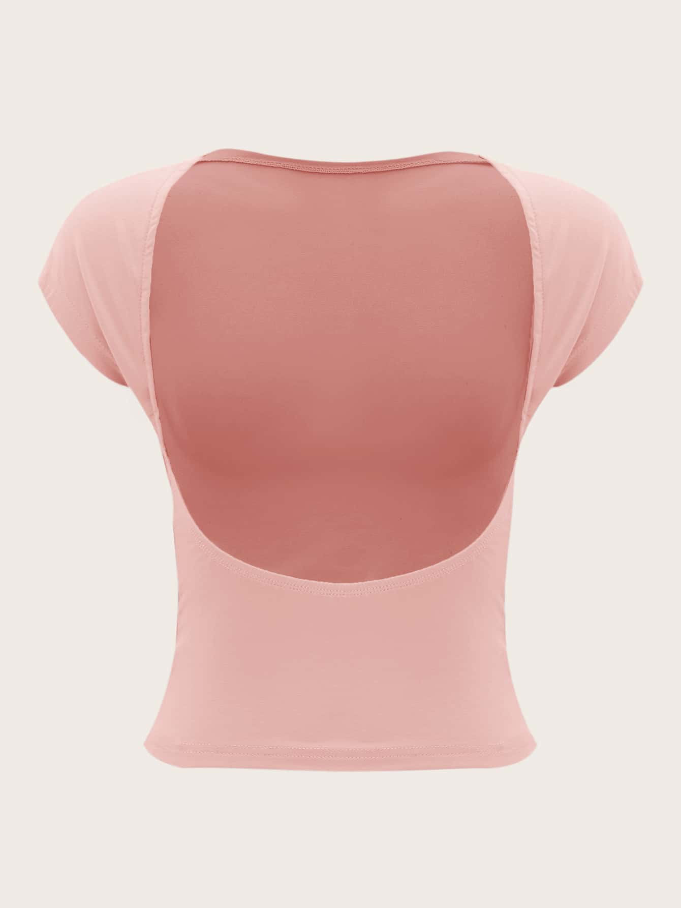 Backless Batwing Sleeve Solid Tee