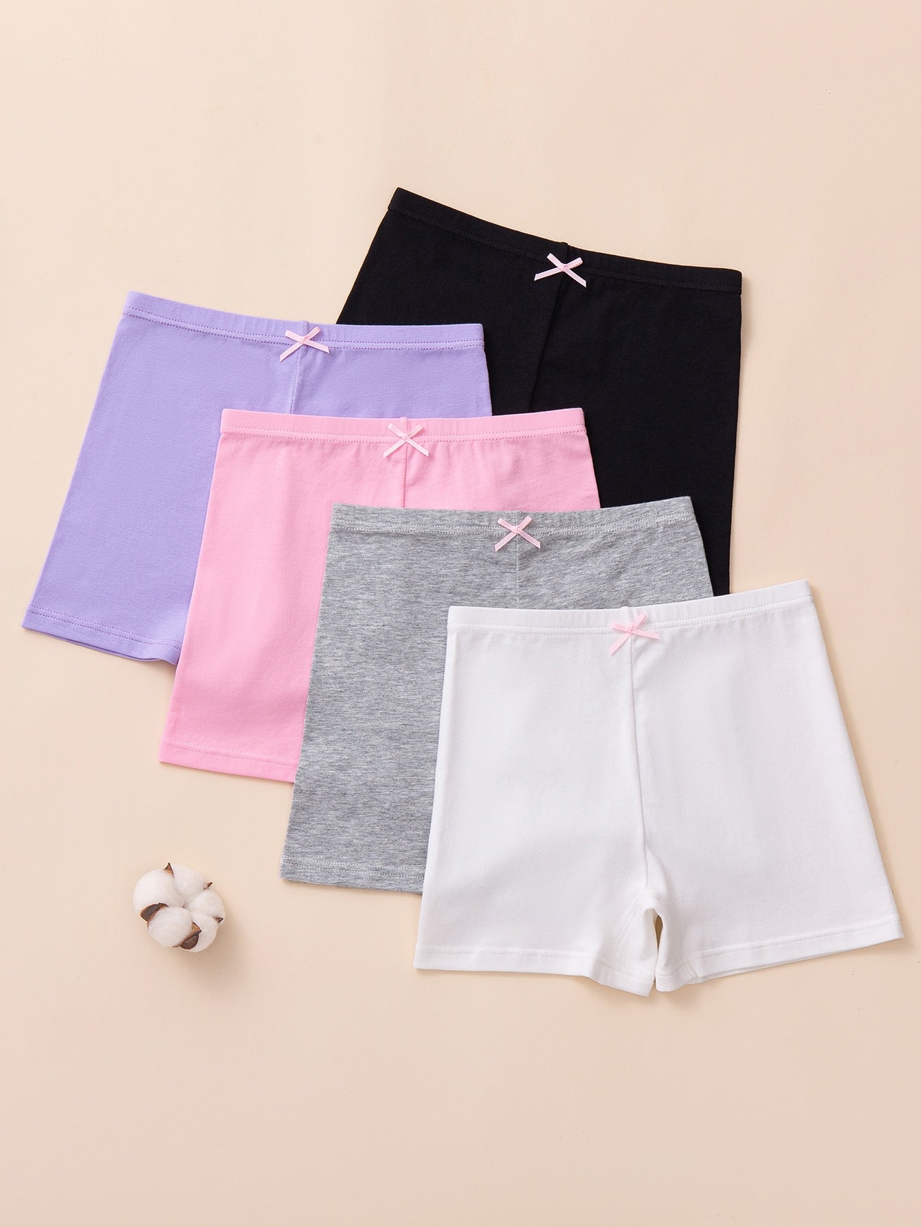 Young Girl 5pcs Bow Front Biker Shorts