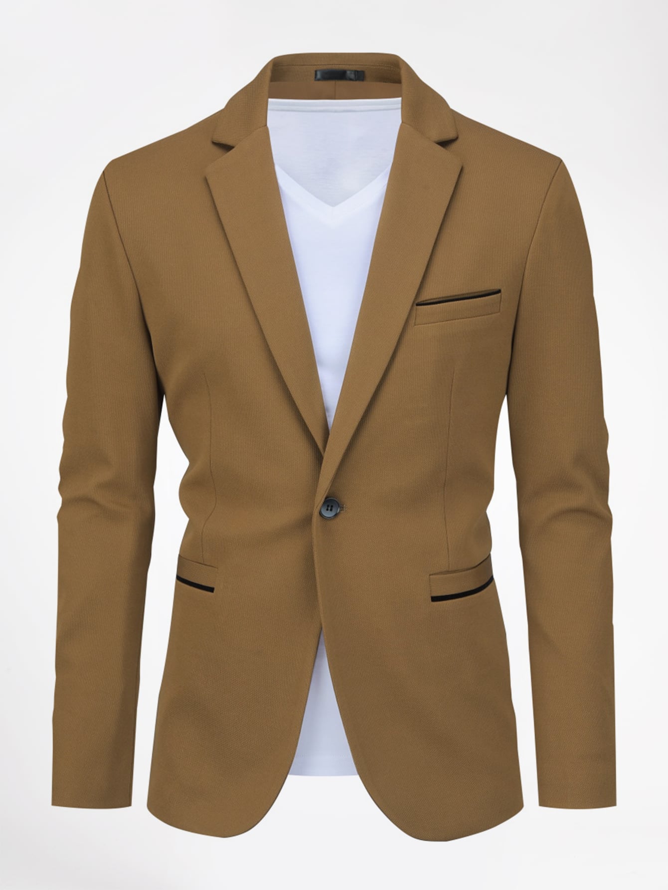 CLOUDSTYLE Men Lapel Neck Single Button Blazer