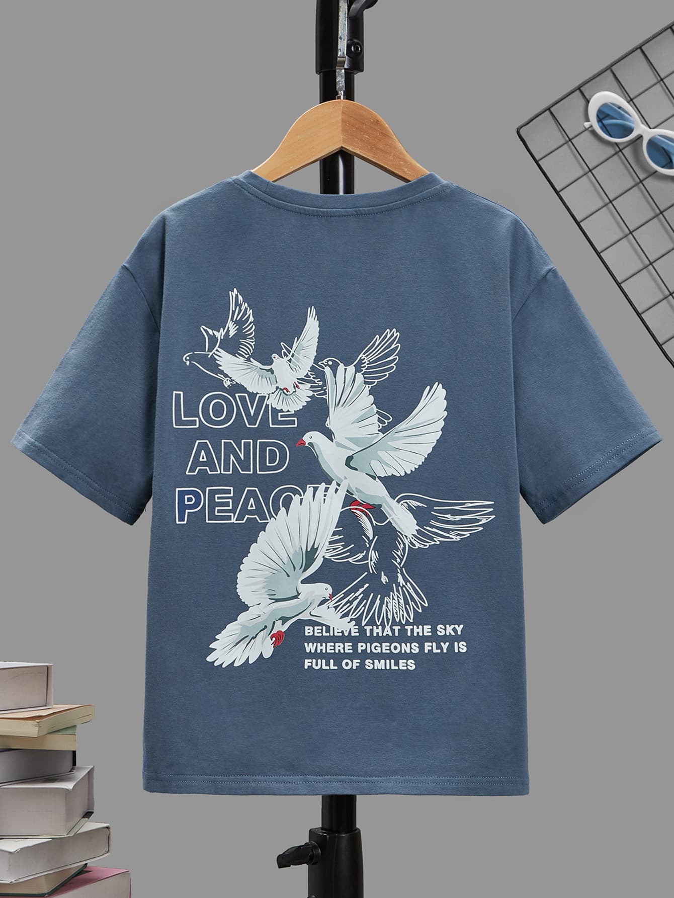 Tween Boy  Bird And Slogan Pattern Drop Shoulder T-Shirt, Casual And Suitable For Summer Daily Outfit