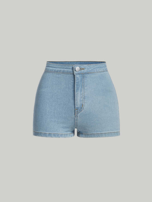 Teen Girls Solid Denim Shorts