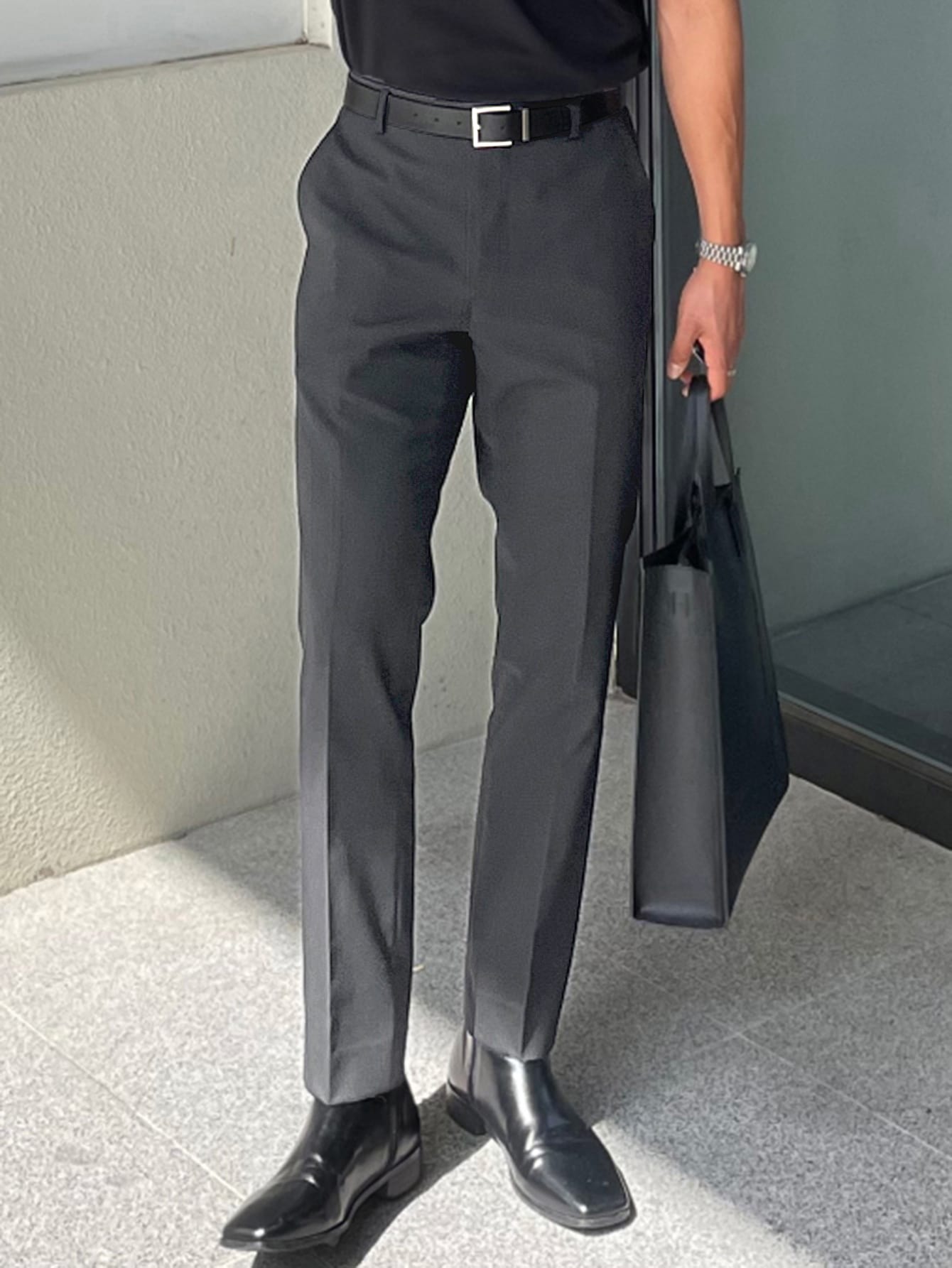 Men Slant Pocket Suit Pants Without Belt Dress Pants