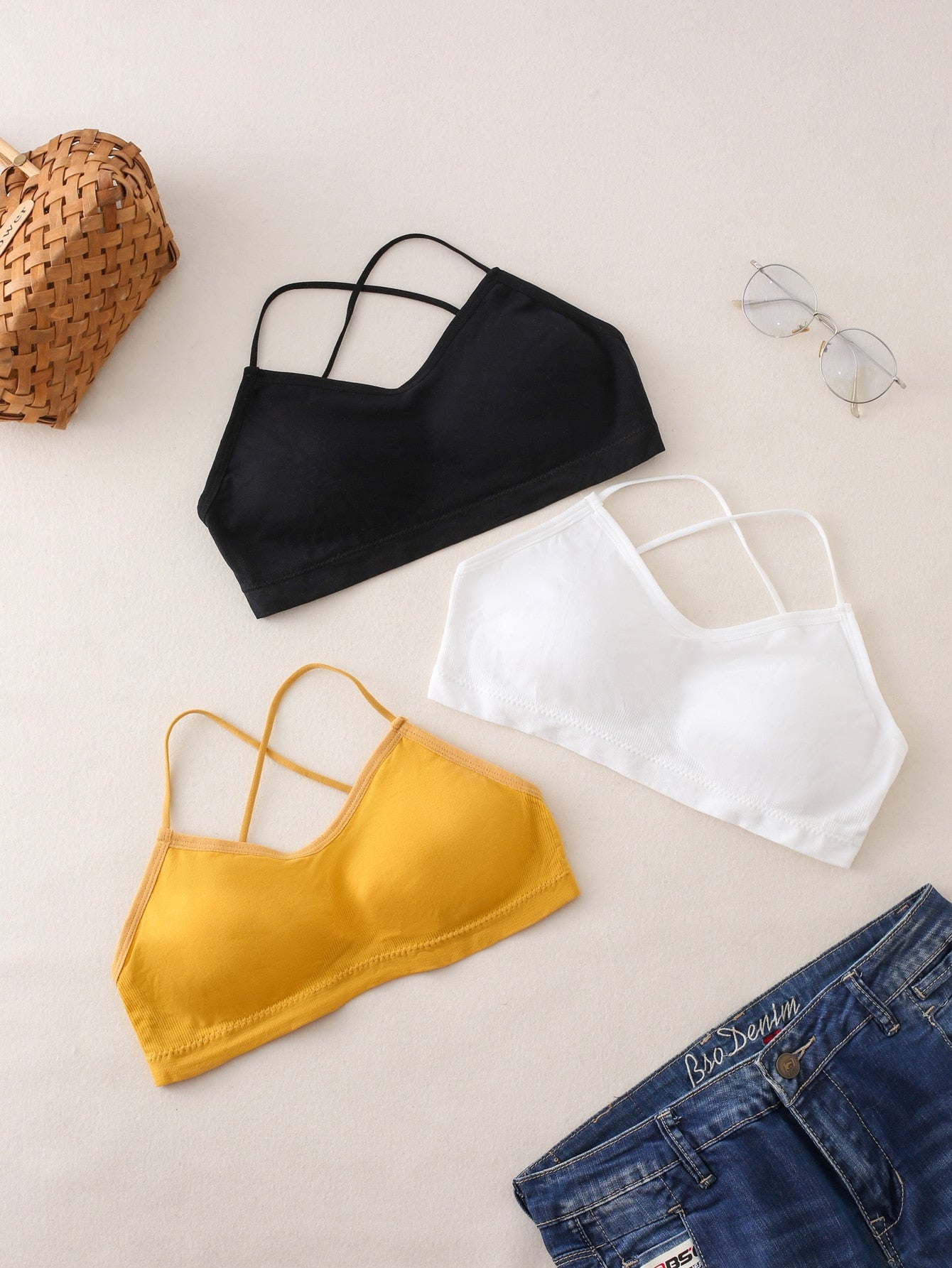 Tween Girl 3pcs Crisscross Back Bralette