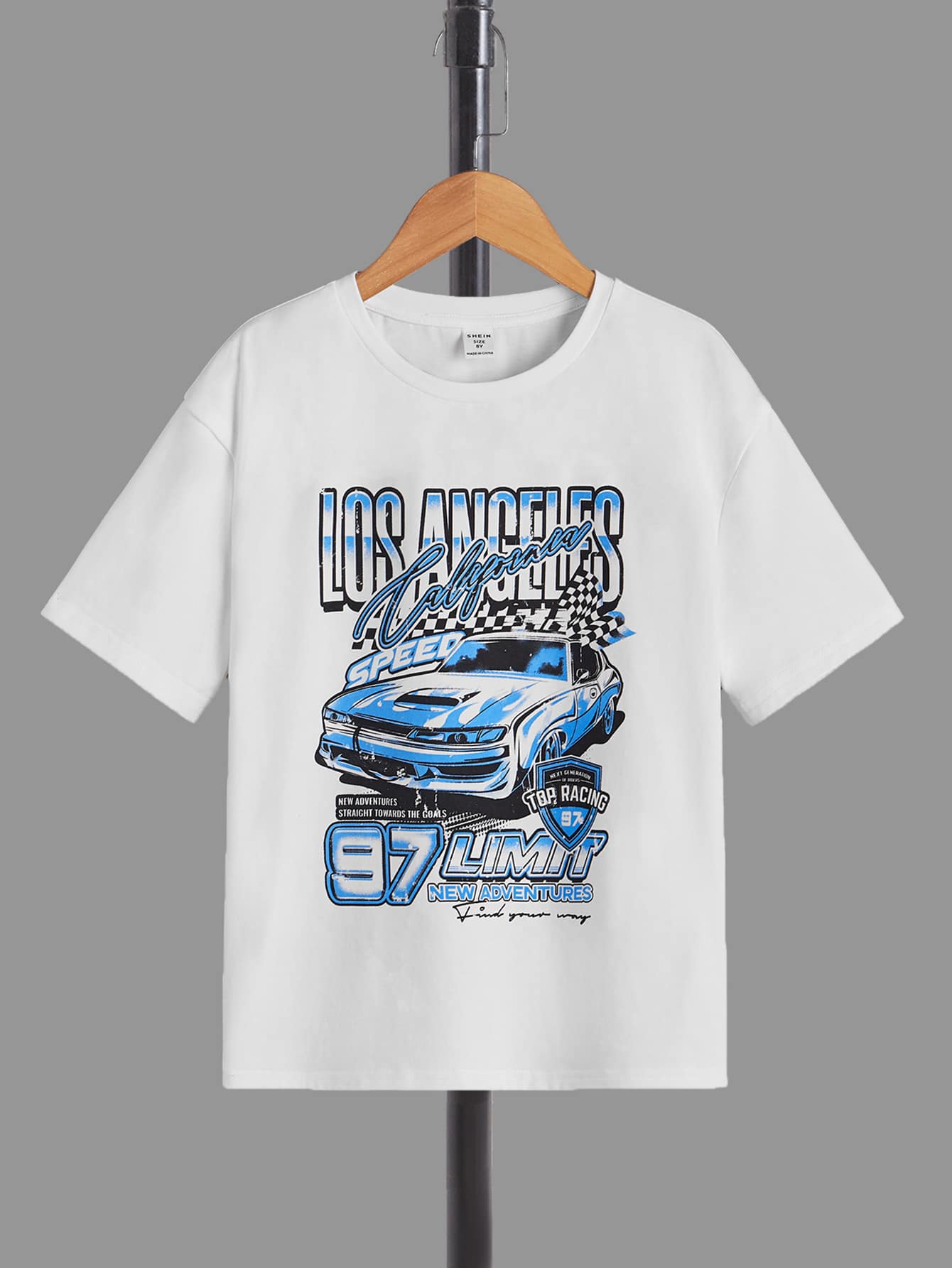 Tween Boy Car & Letter Graphic Drop Shoulder Tee