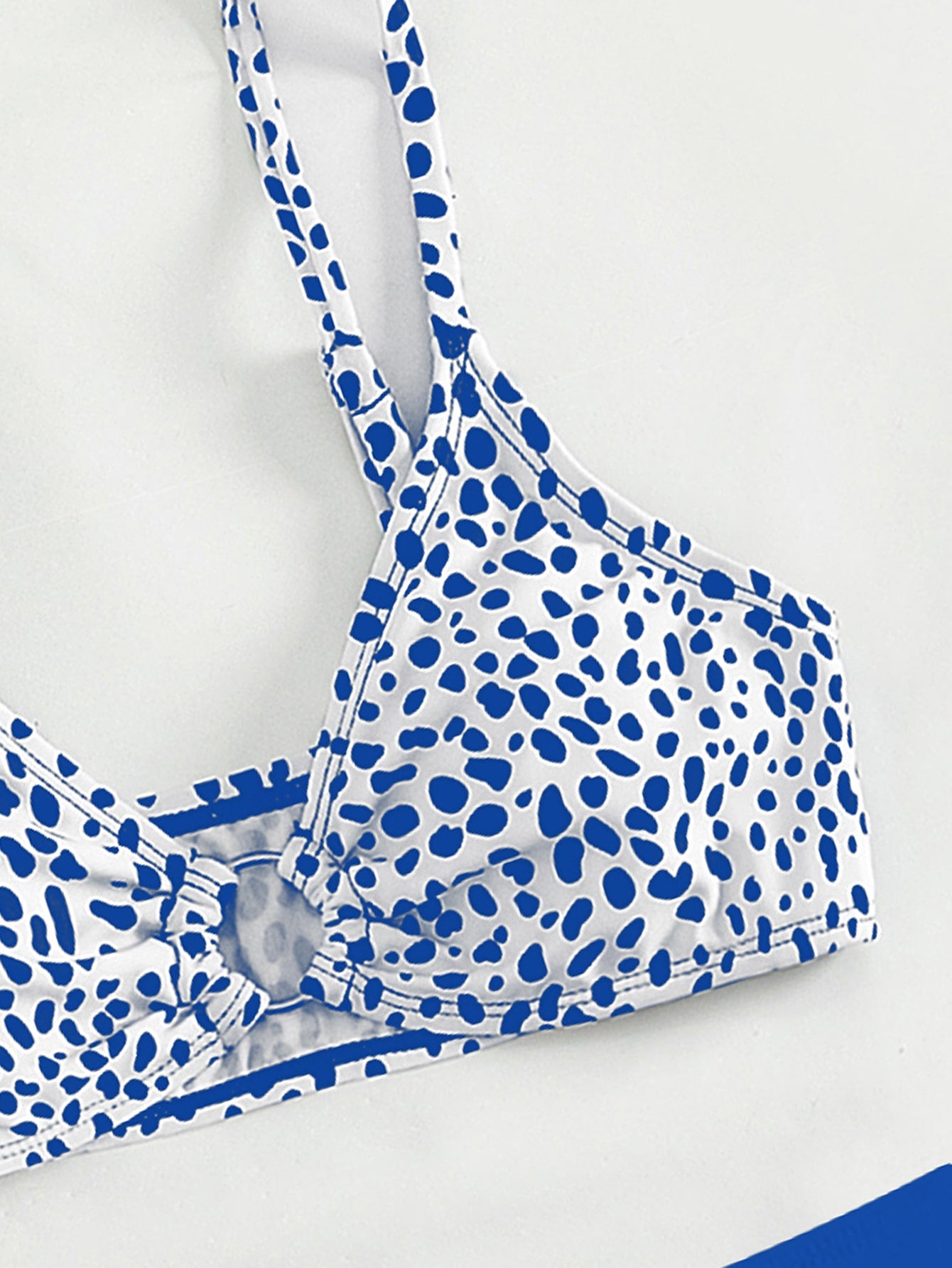 Teen Girls Dalmatian Print Ring Linked Bikini Swimsuit