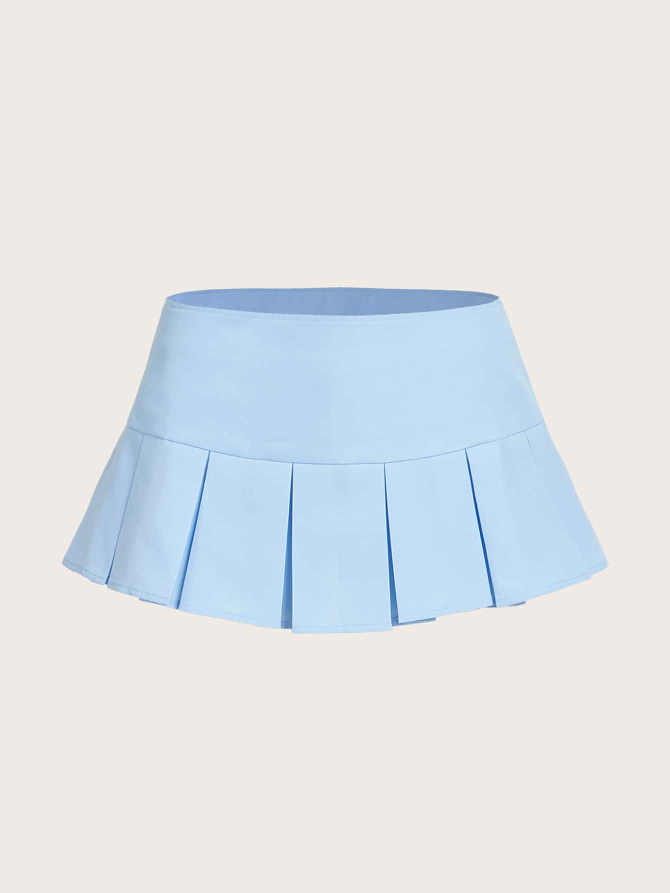 Solid Pleated Hem Mini Pleated Skirt