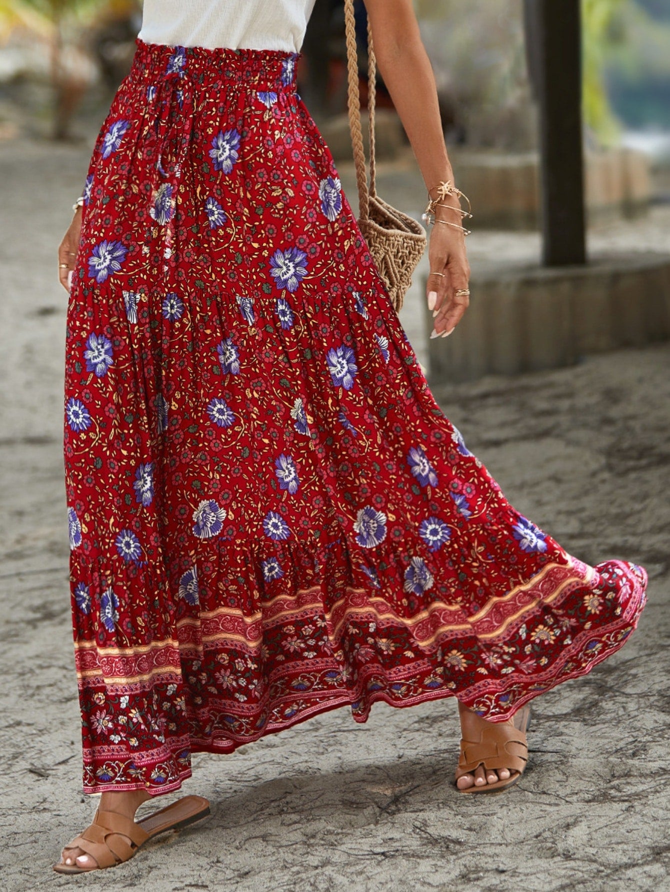 Women's Floral Print Long Skirt