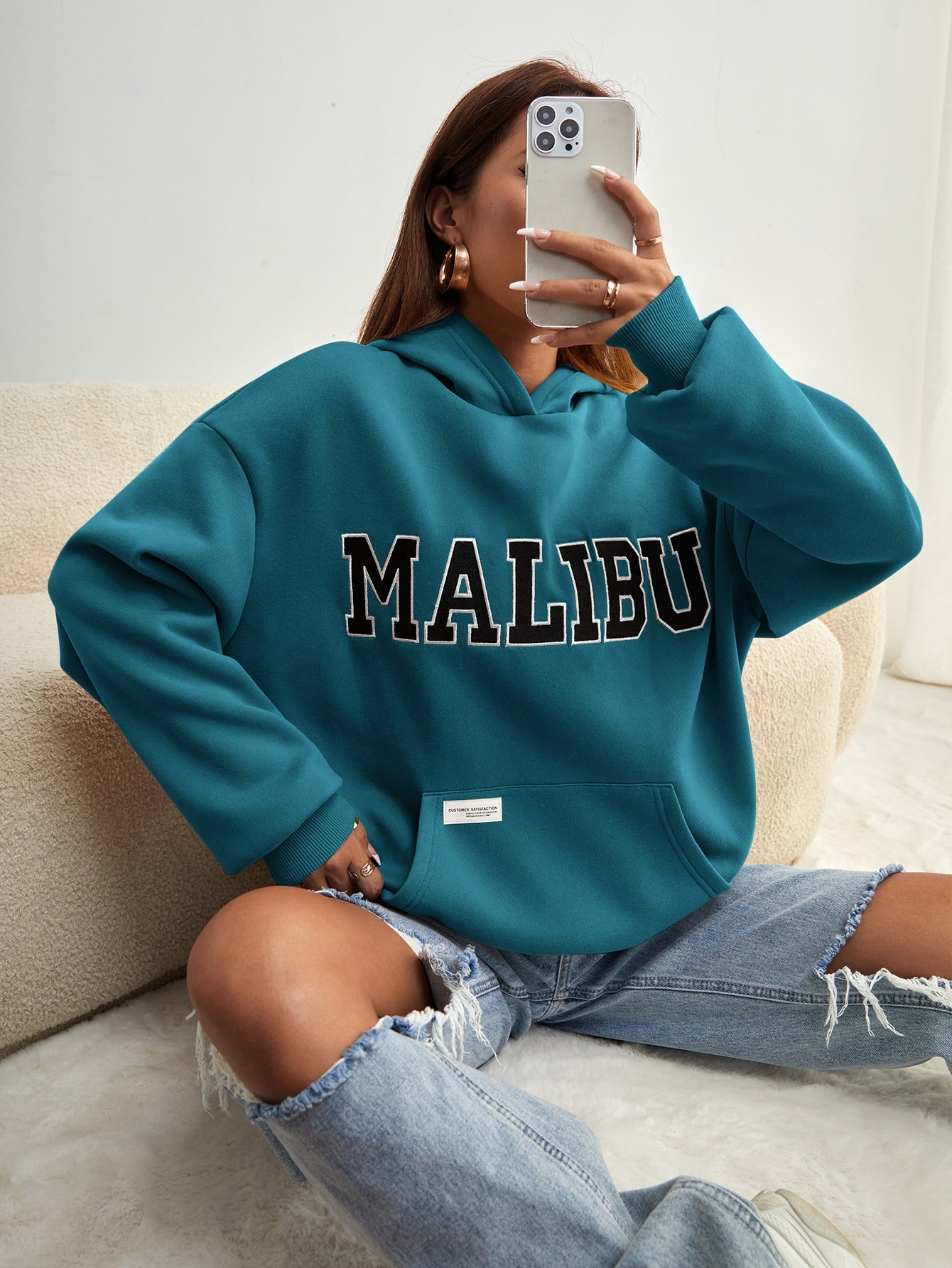 Women's Letter Print Casual Long Sleeve Hoodie